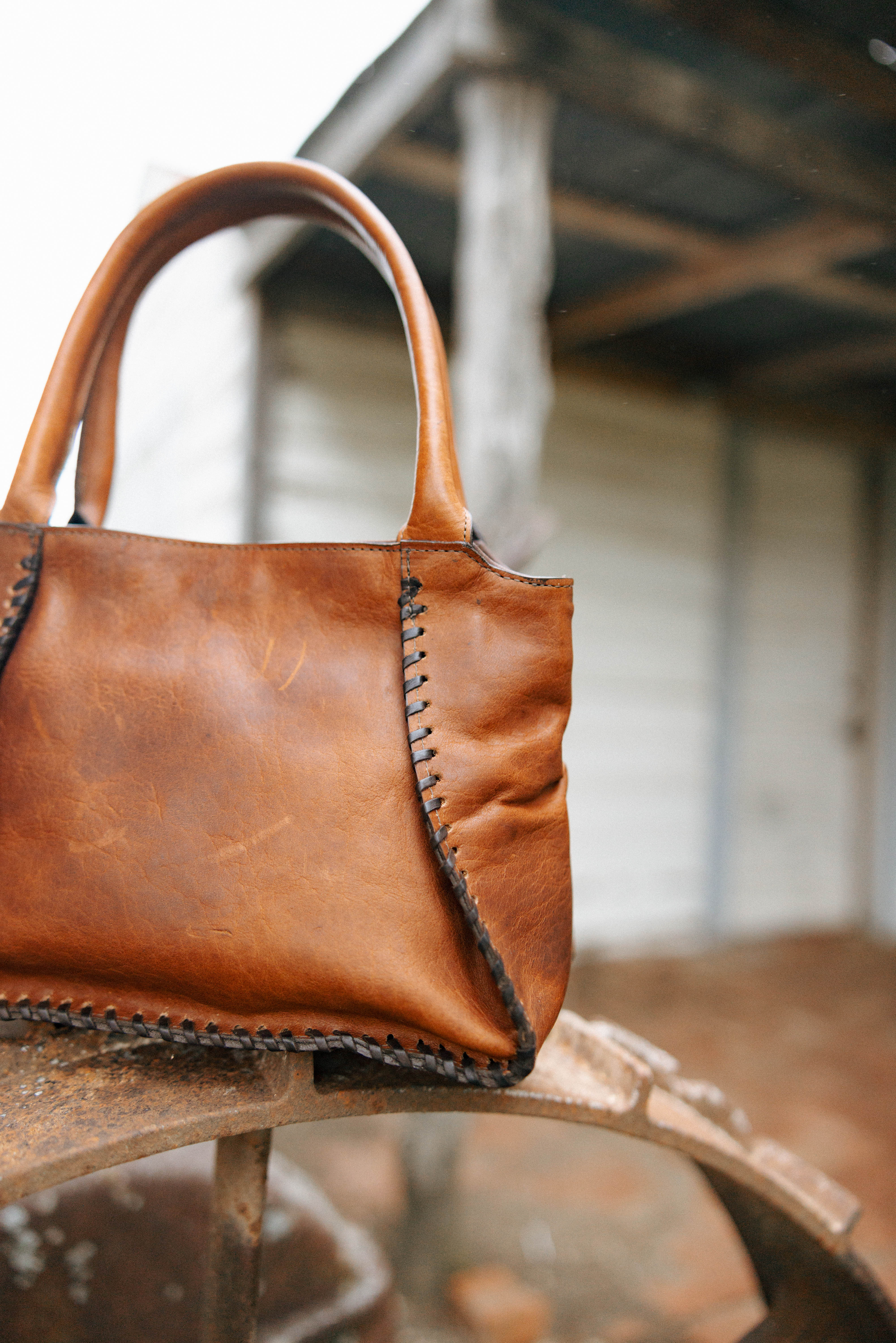 Maverick Exclusive Bison Cognac Brass Handbag - Image 3