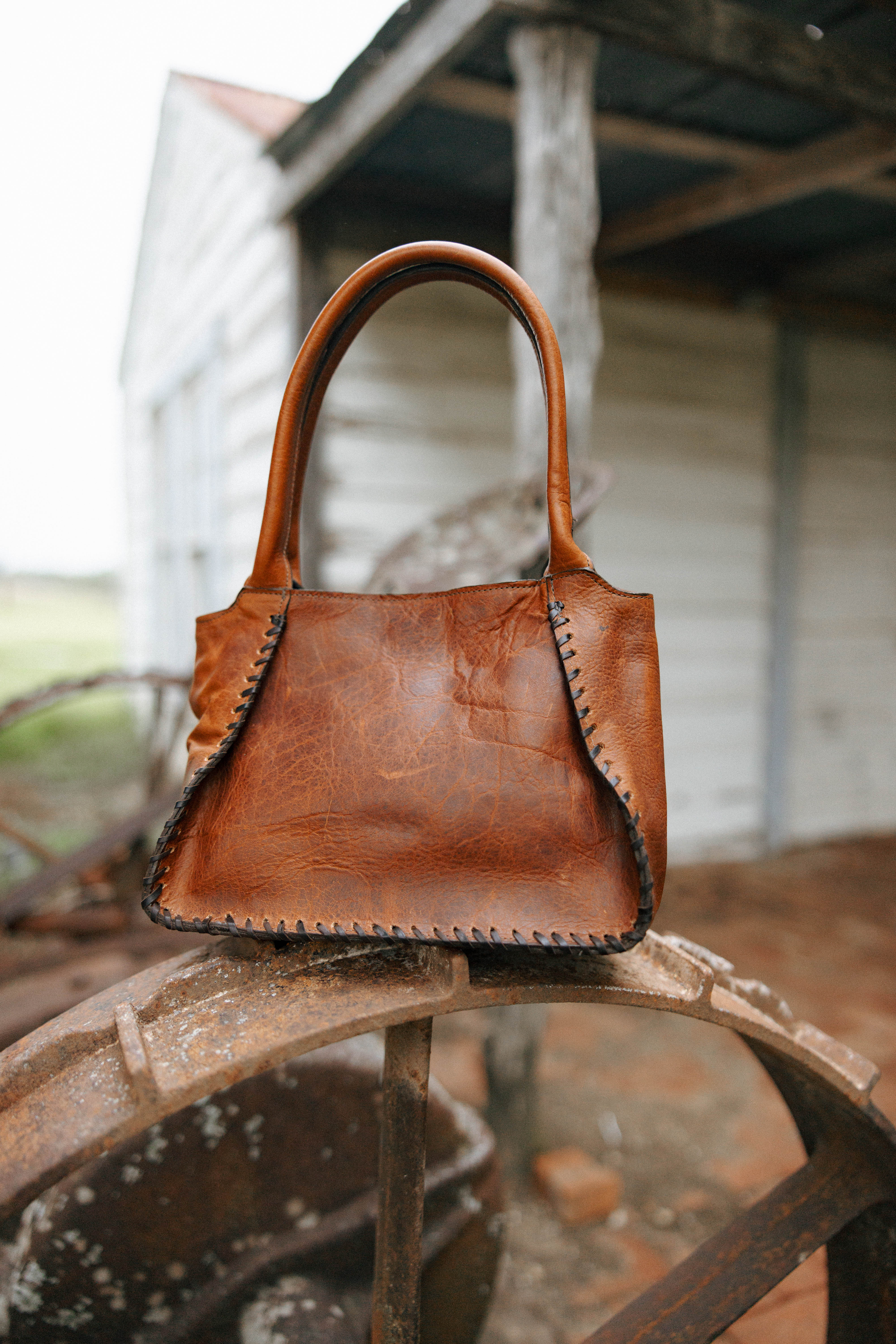 Maverick Exclusive Bison Cognac Brass Handbag - Image 4