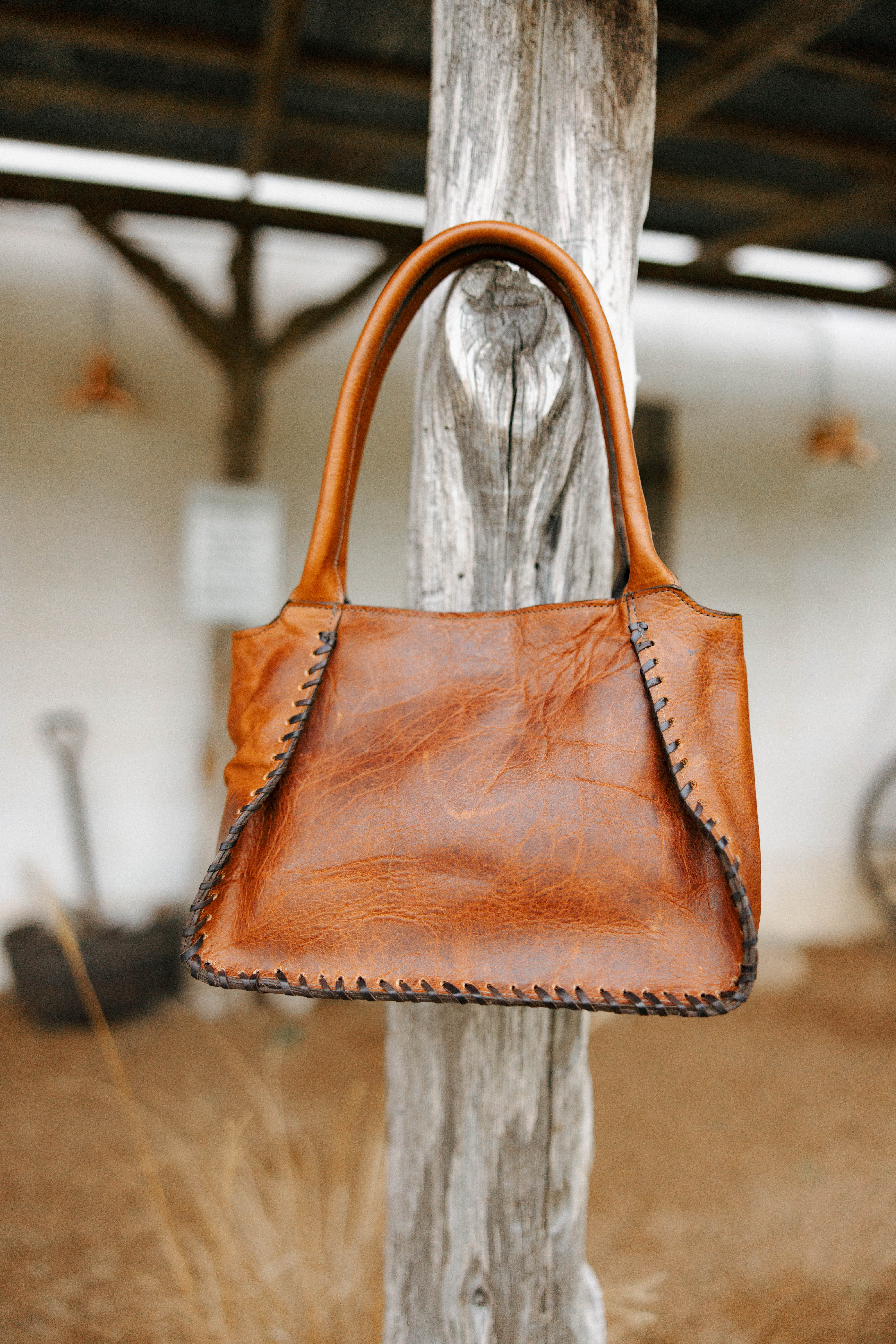 Maverick Exclusive Bison Cognac Brass Handbag - Image 5