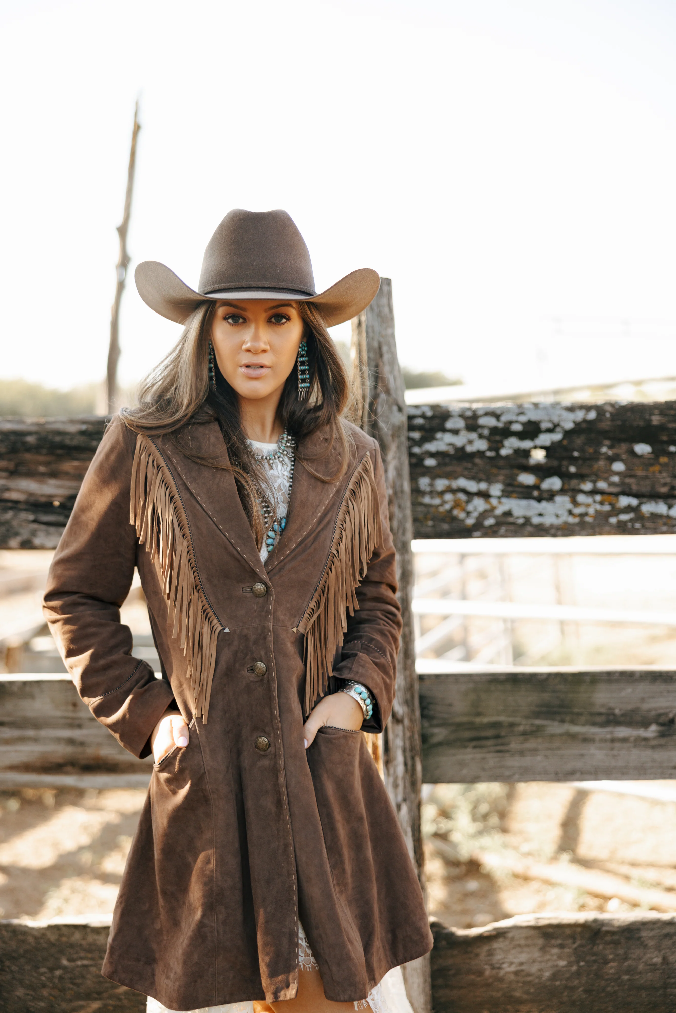 Scully Chocolate Fringe 3/4 Suede Jacket - Image 4