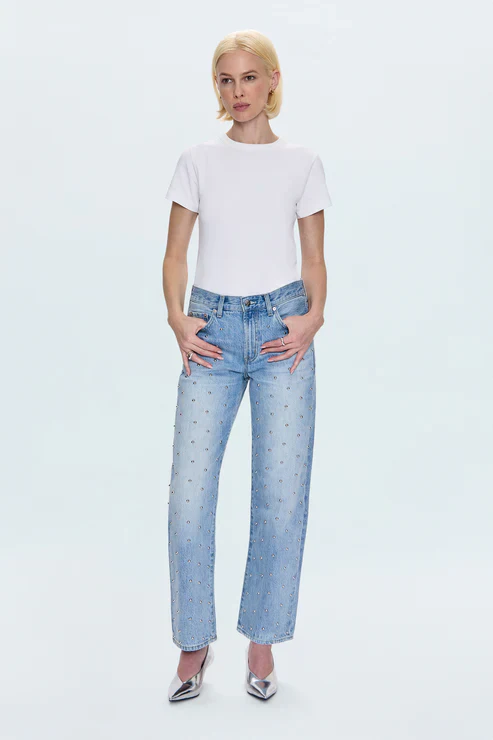 Pistola Lexi Mid Rise Bowed Straight Jean - Aries - Image 5