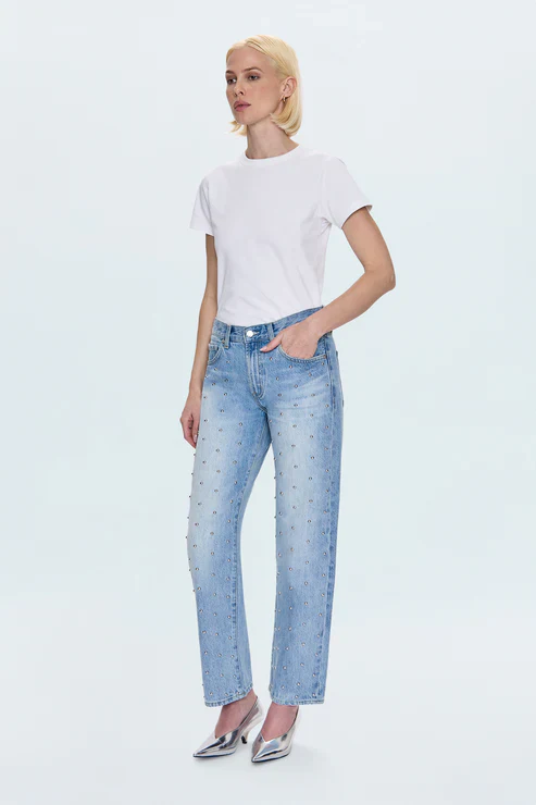Pistola Lexi Mid Rise Bowed Straight Jean - Aries - Image 7
