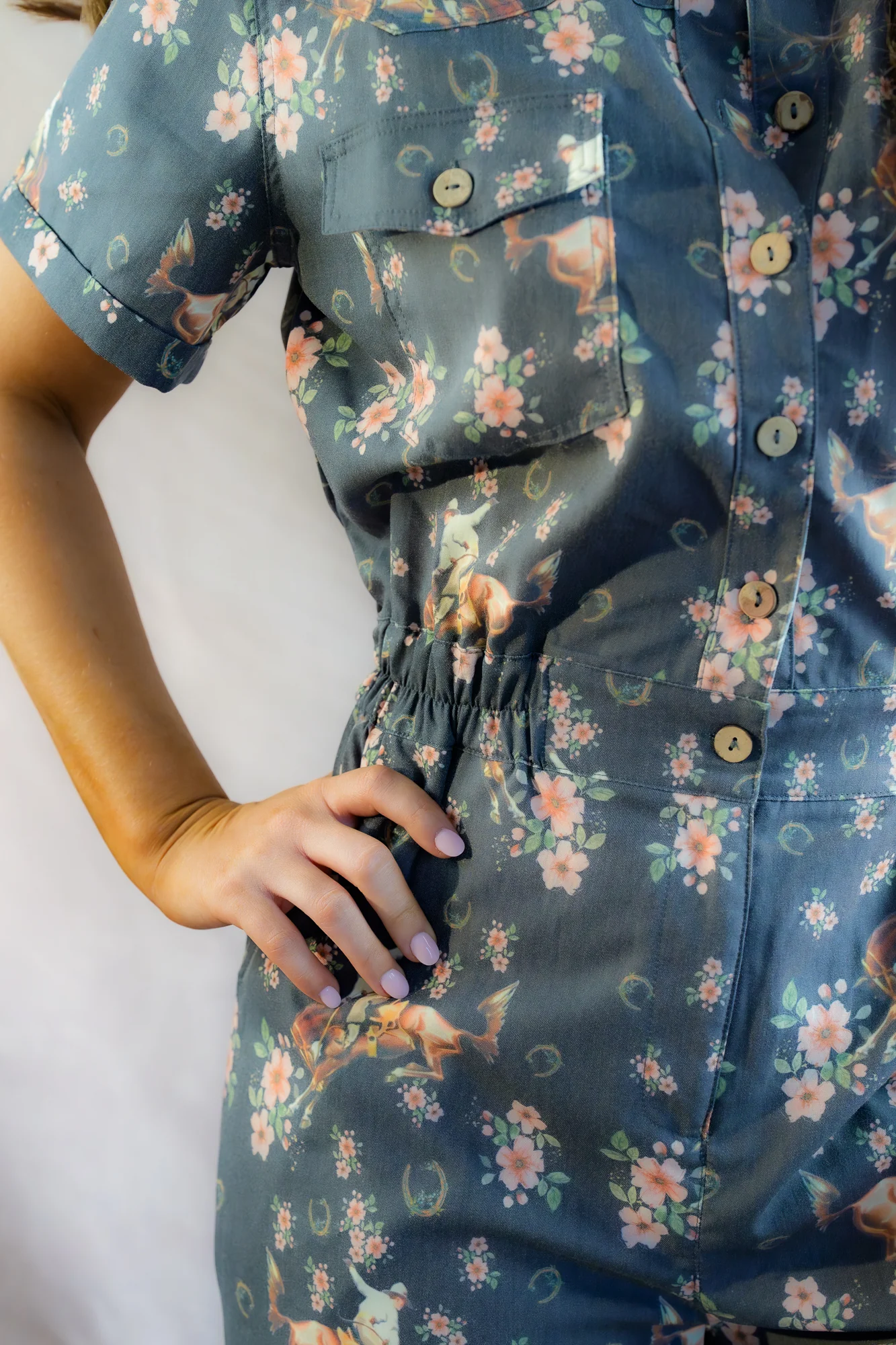Howdy Hanny Black Flower Horse Jumpsuit - Image 2