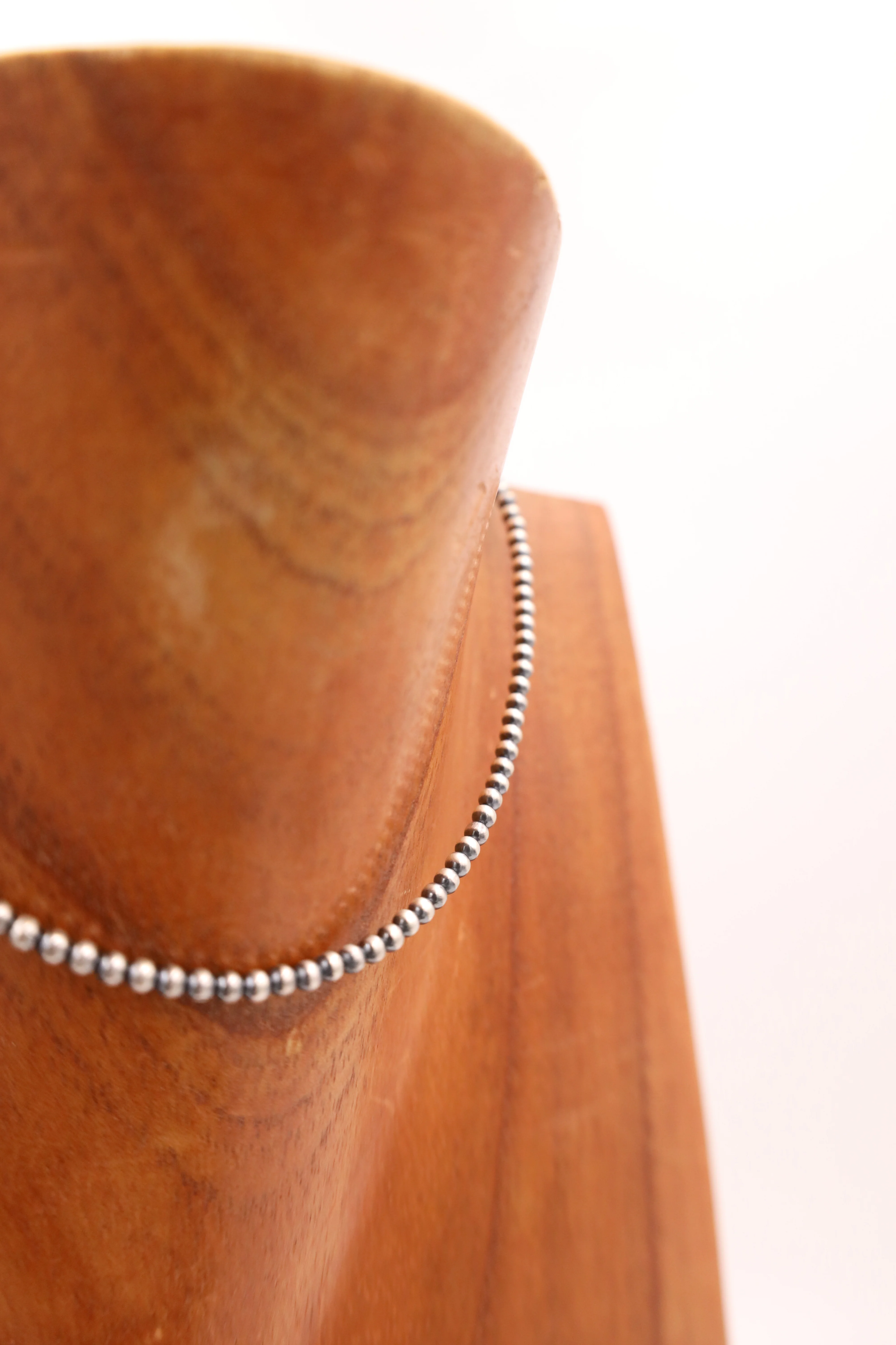 Sterling Silver Navajo Pearl 14" 3MM Necklace - Image 3