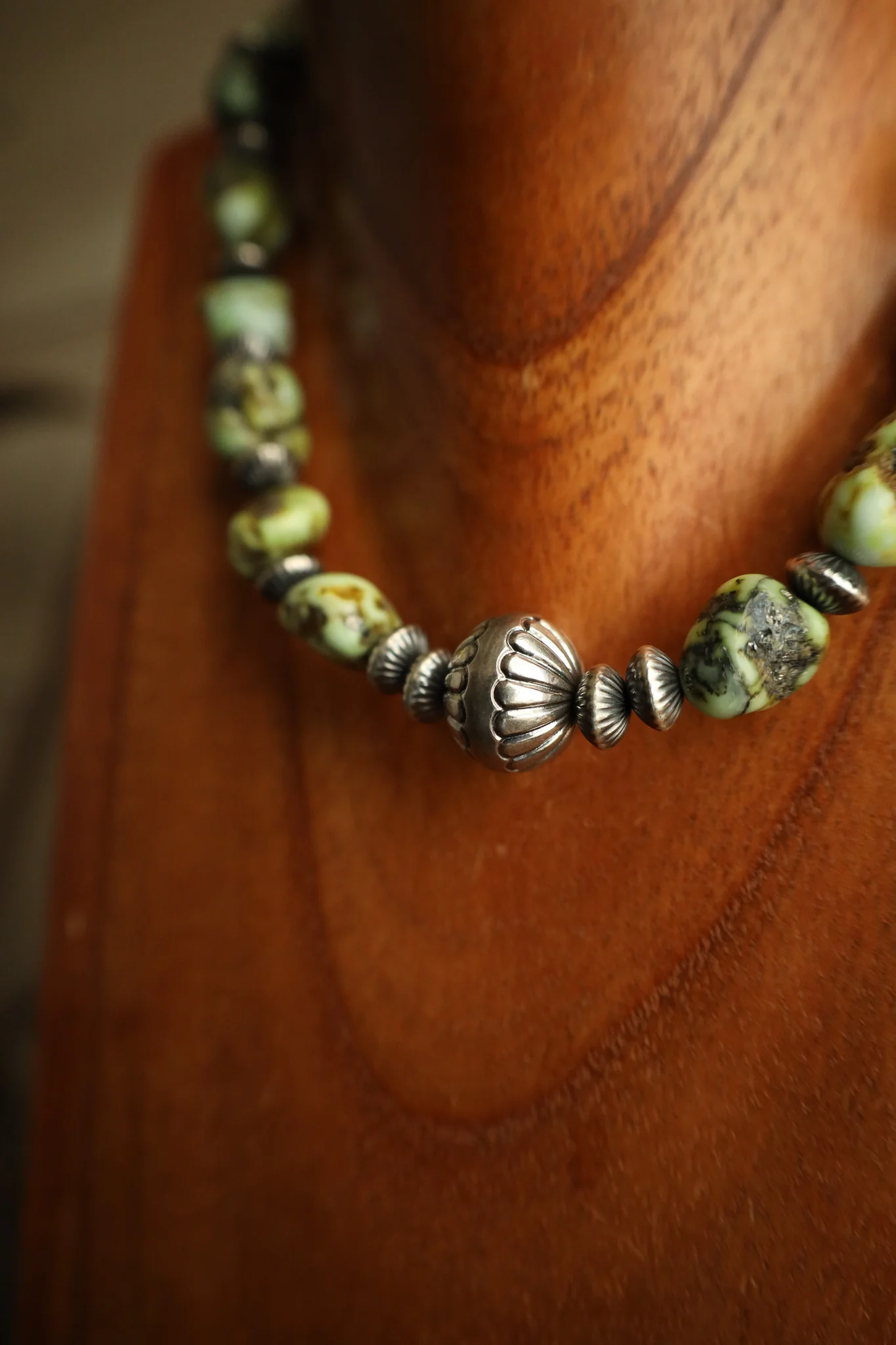 16" Palomino Turquoise Sterling Silver Beads Necklace - Image 2