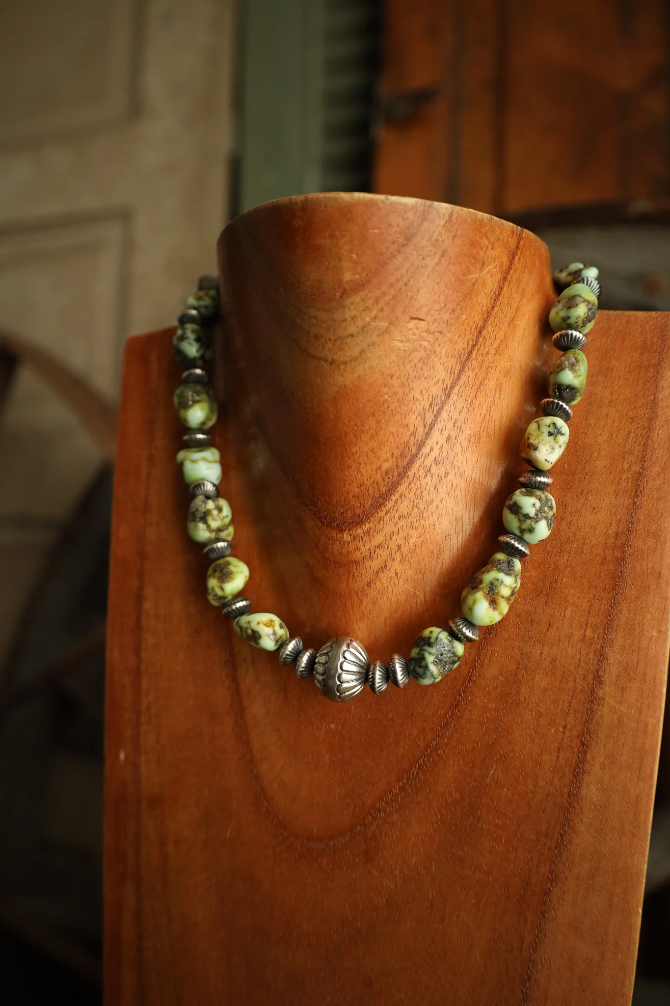 16" Palomino Turquoise Sterling Silver Beads Necklace - Image 4