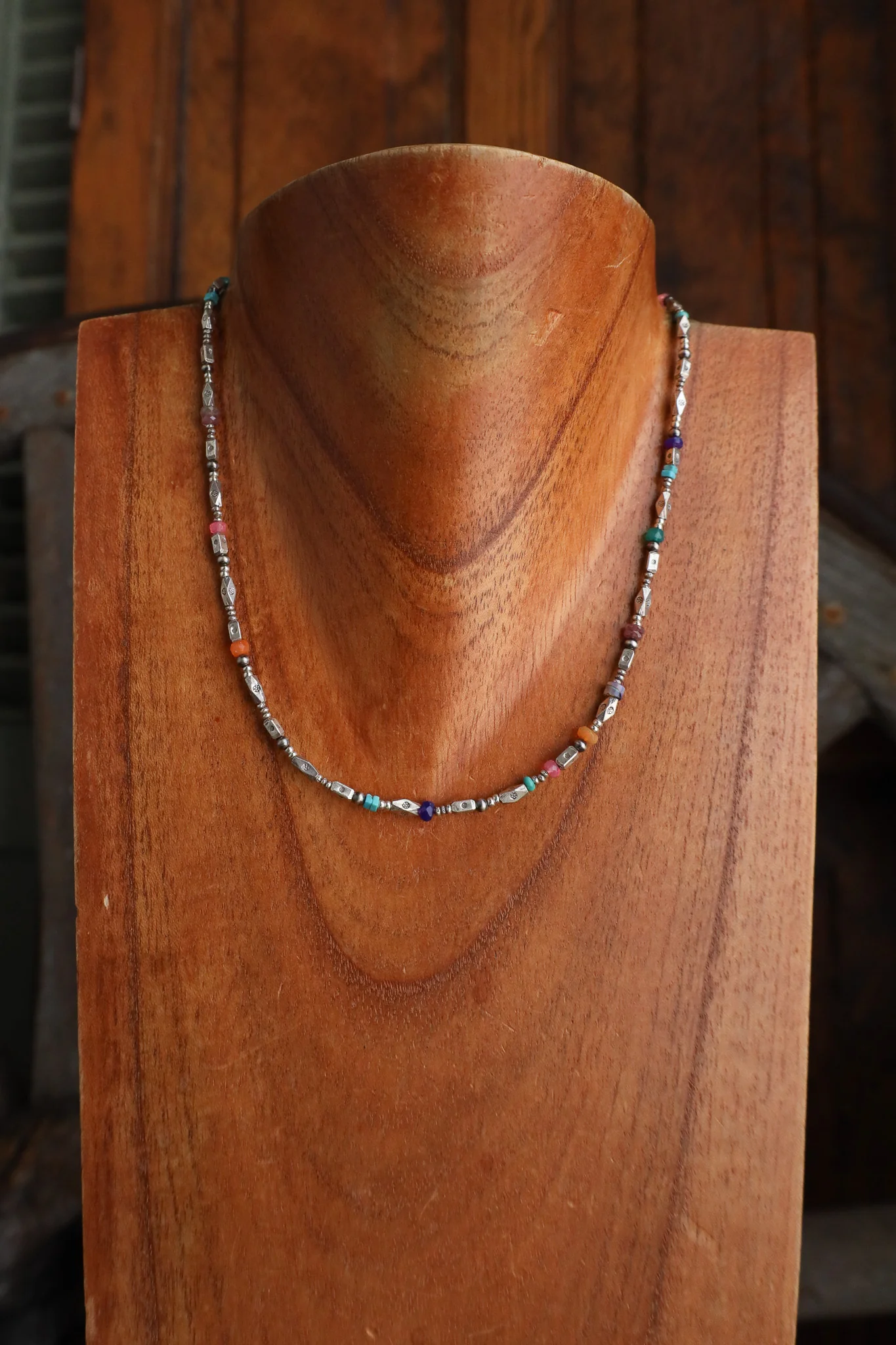 Peyote Bird 16" Phoenix Turquoise and Multi Beads Necklace