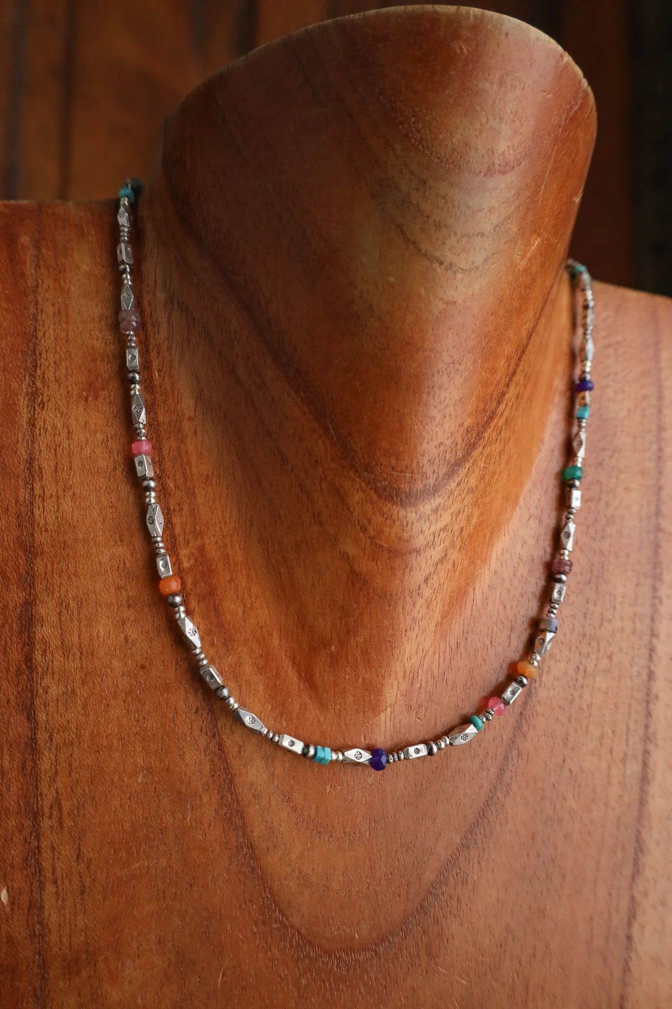 Peyote Bird 16" Phoenix Turquoise and Multi Beads Necklace - Image 2