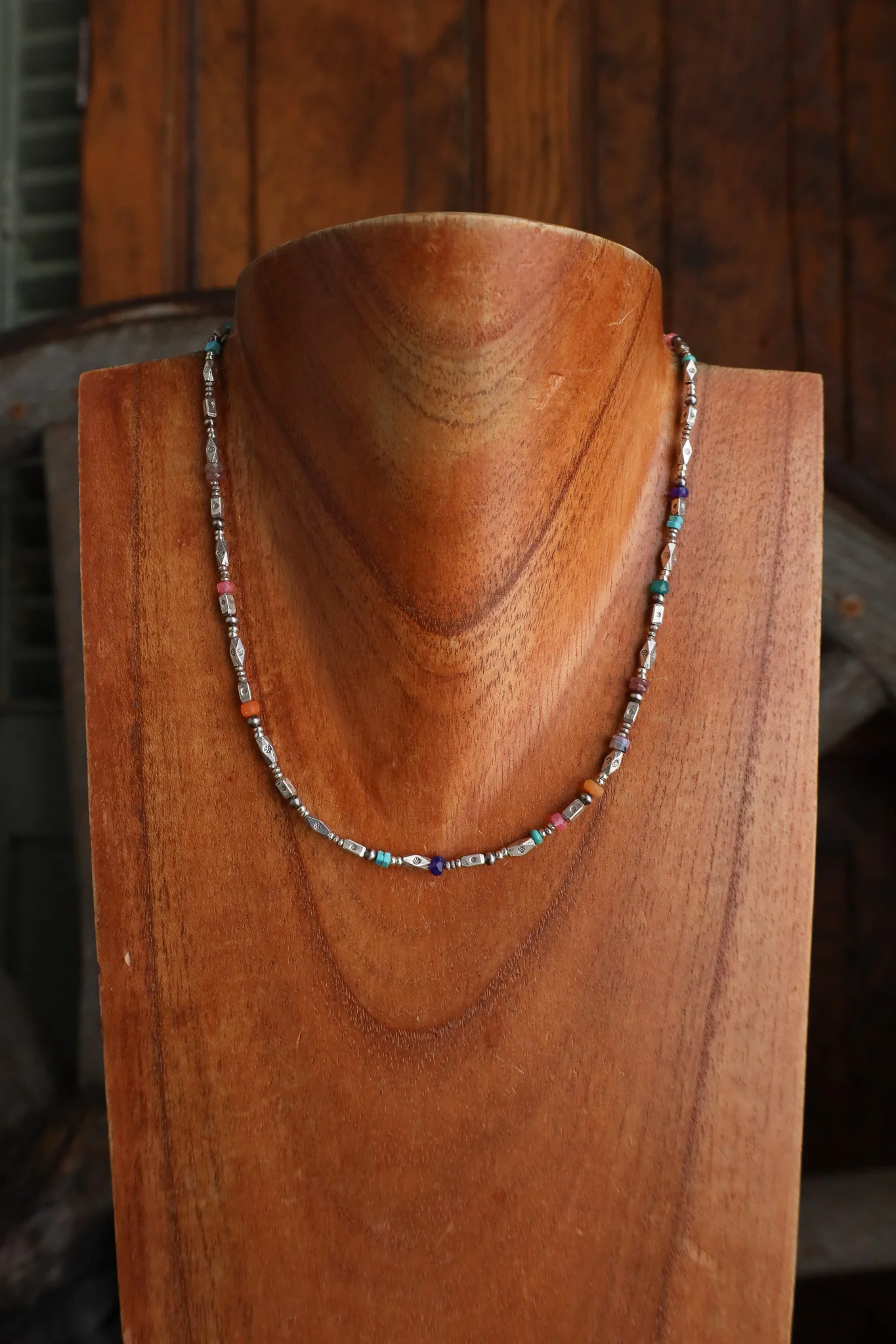 Peyote Bird 16" Phoenix Turquoise and Multi Beads Necklace - Image 4