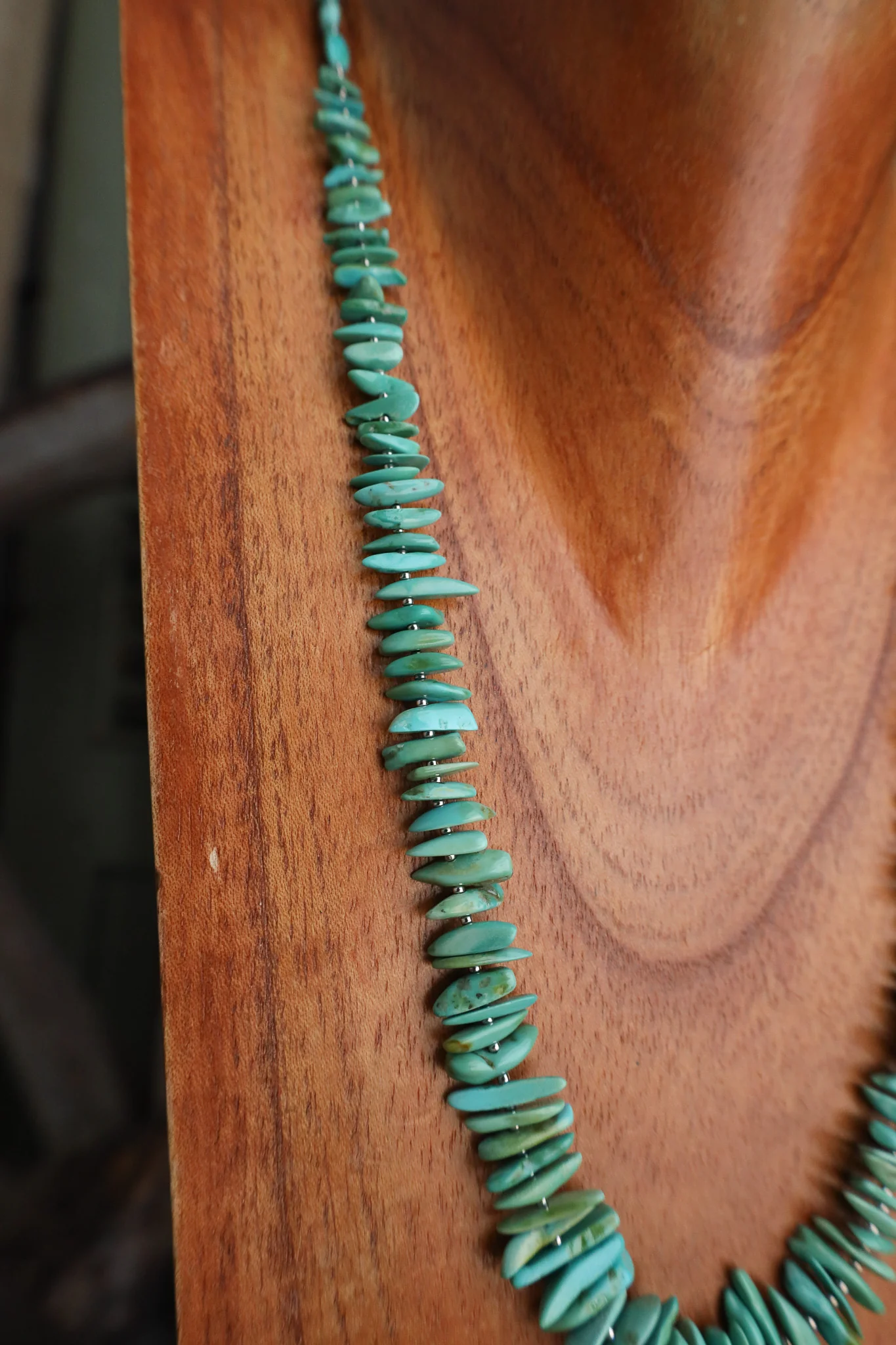 Peyote Bird 20" Green Turquoise Chips Necklace - Image 7