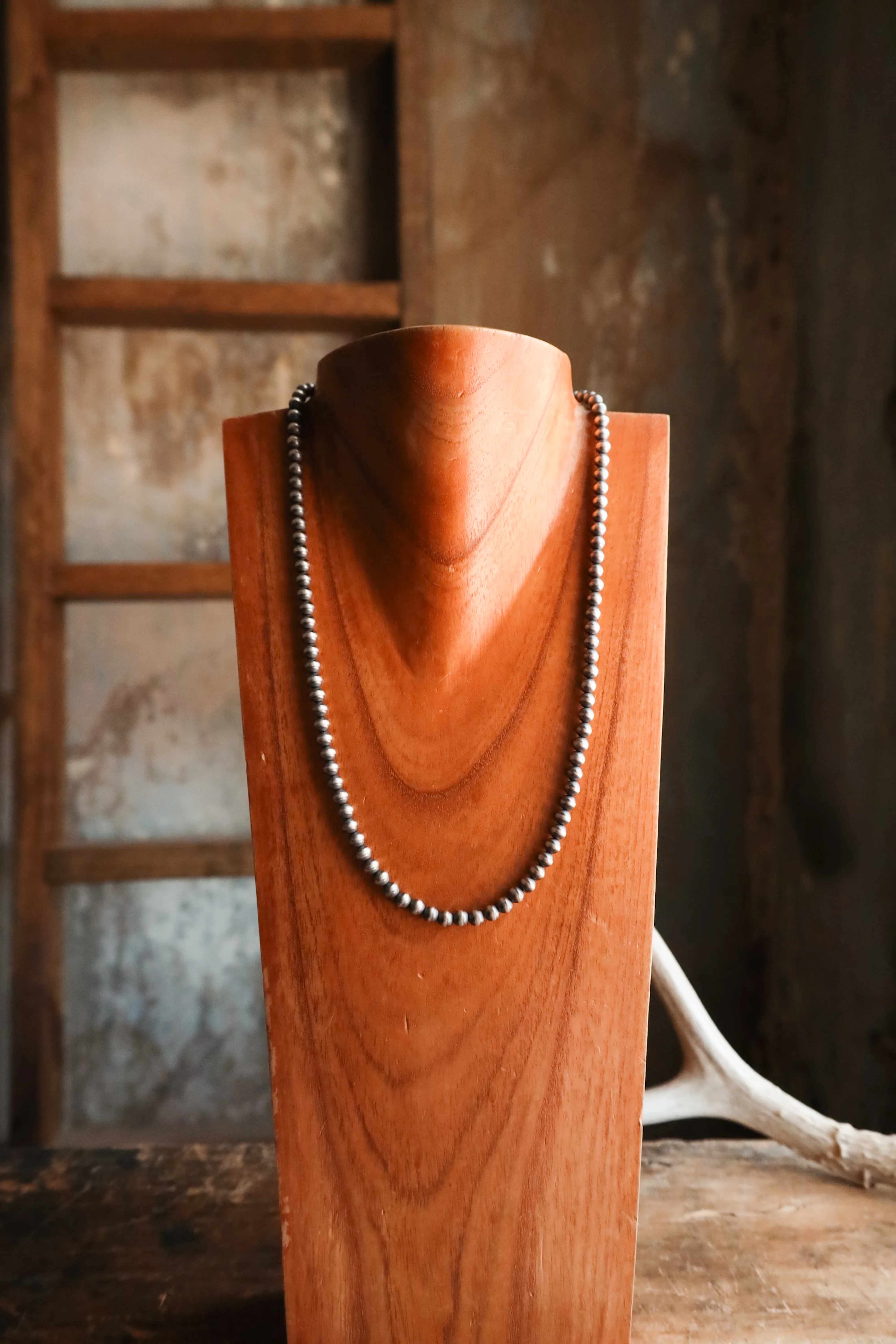 Sterling Silver Navajo Pearl 24" 6MM Necklace - Image 5
