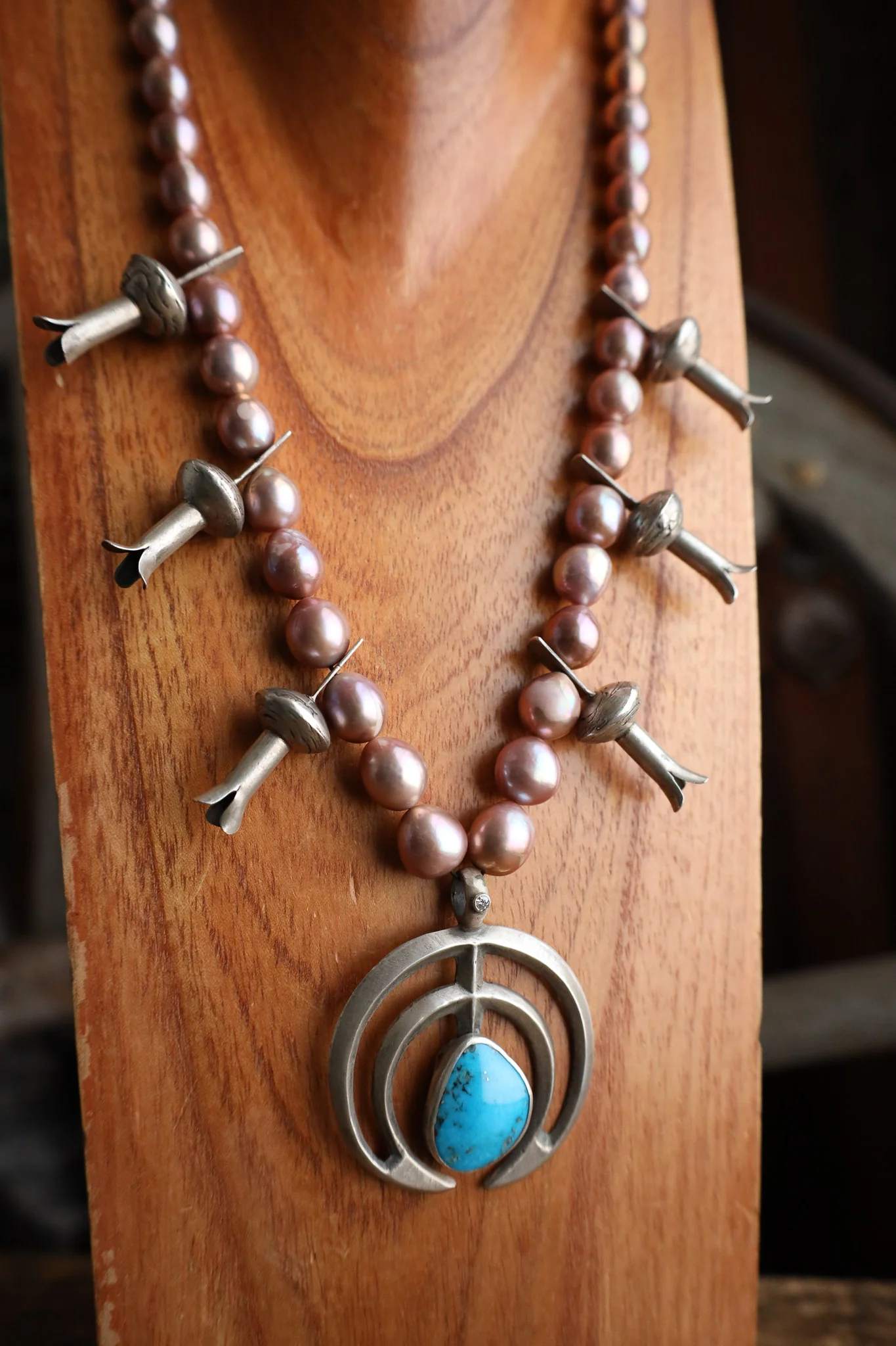 Love Tokens Blush Pearls Royston Turquoise Naja Diamond Necklace - Image 2
