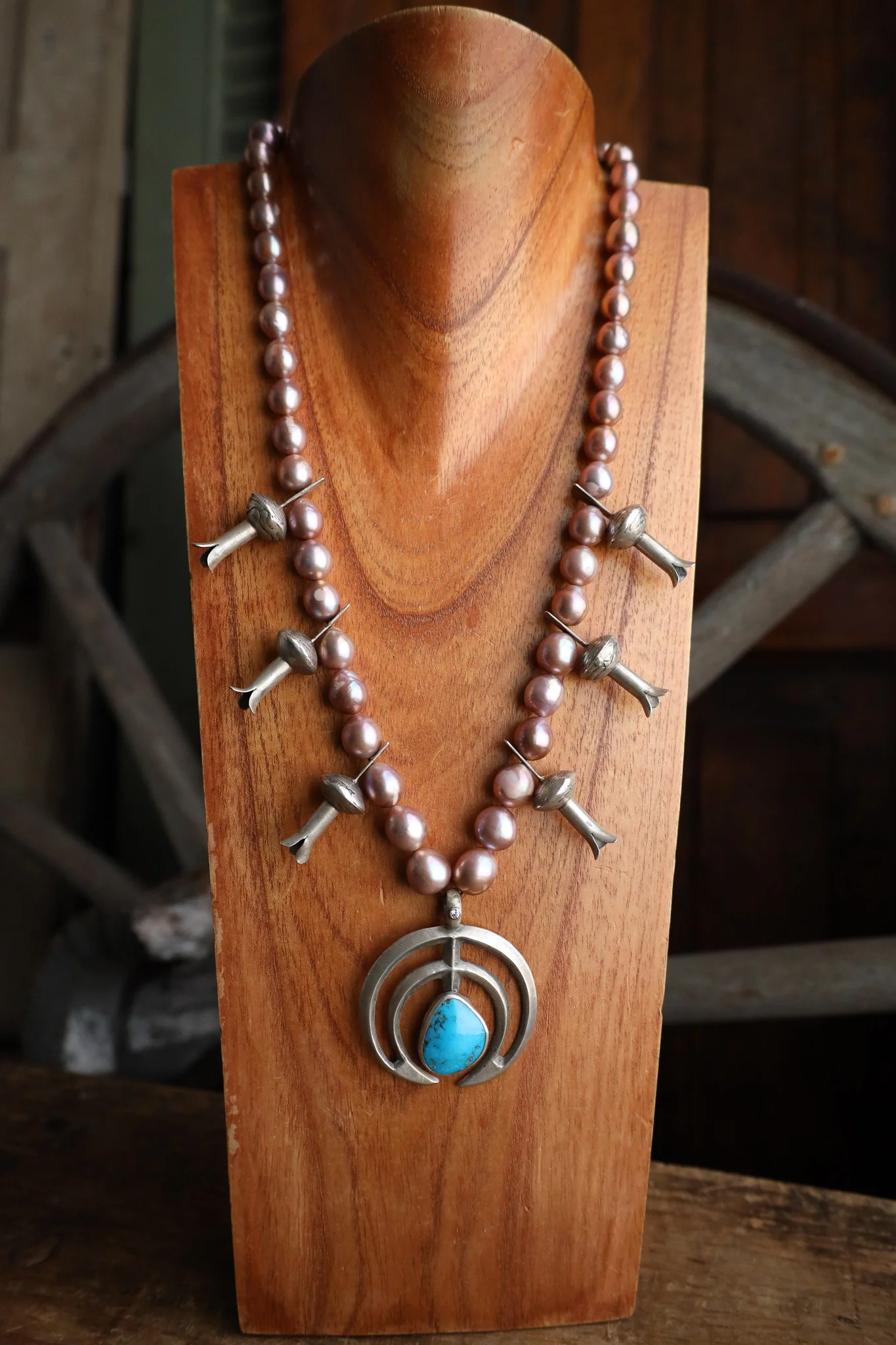 Love Tokens Blush Pearls Royston Turquoise Naja Diamond Necklace - Image 3