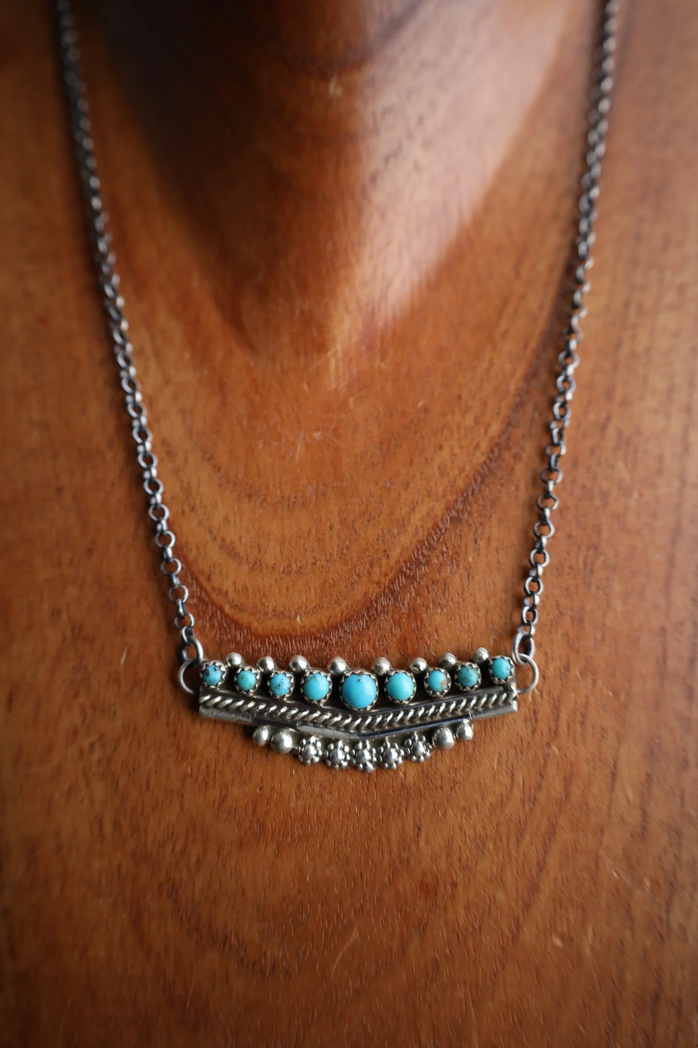 Chevron Bar 9 Graduated Turquoise Necklace - Image 2