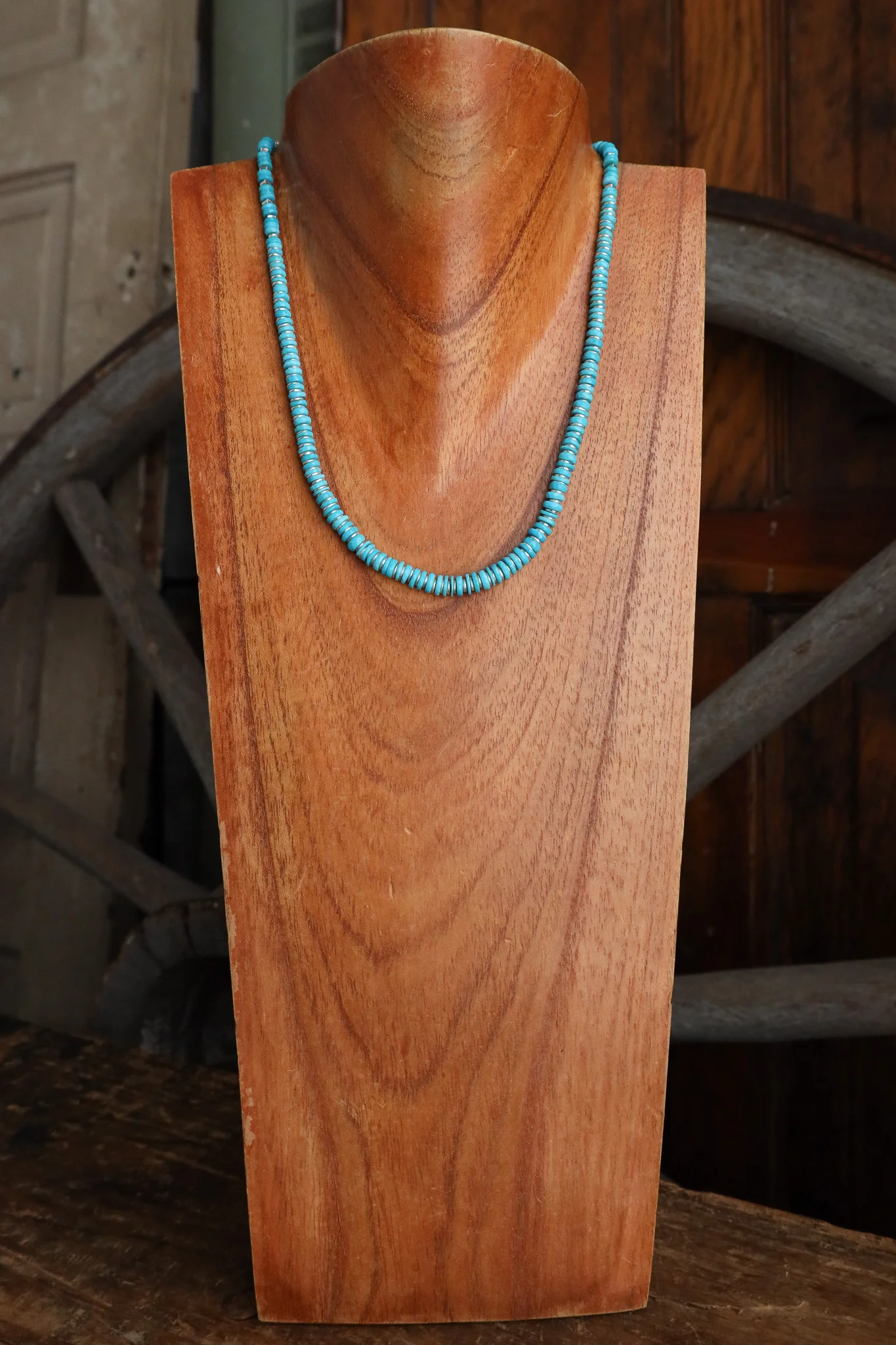 Peyote Bird Kimolos Turquoise Heishis Sterling Silver Spacers Necklace - Image 5