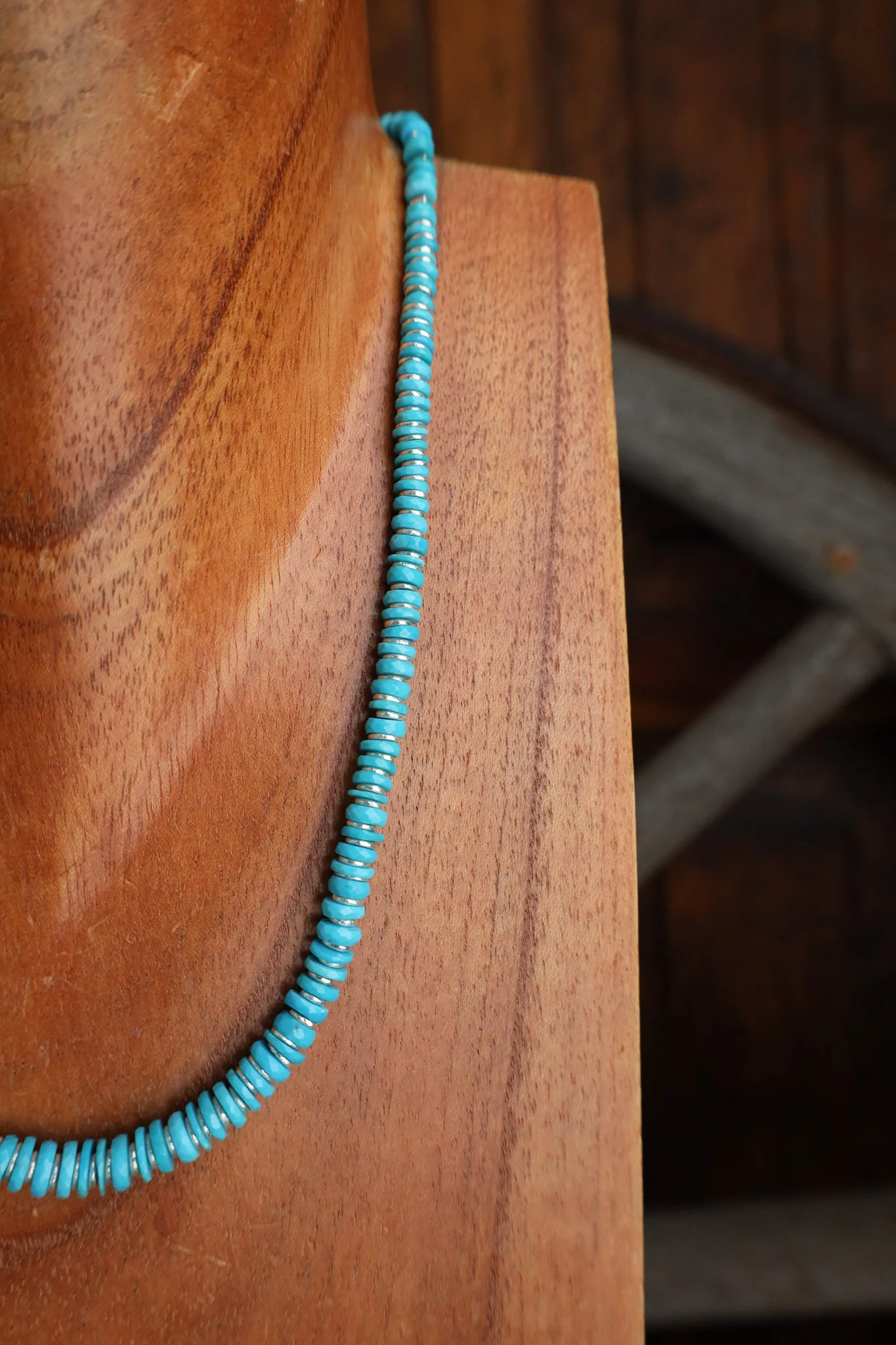 Peyote Bird Kimolos Turquoise Heishis Sterling Silver Spacers Necklace - Image 6