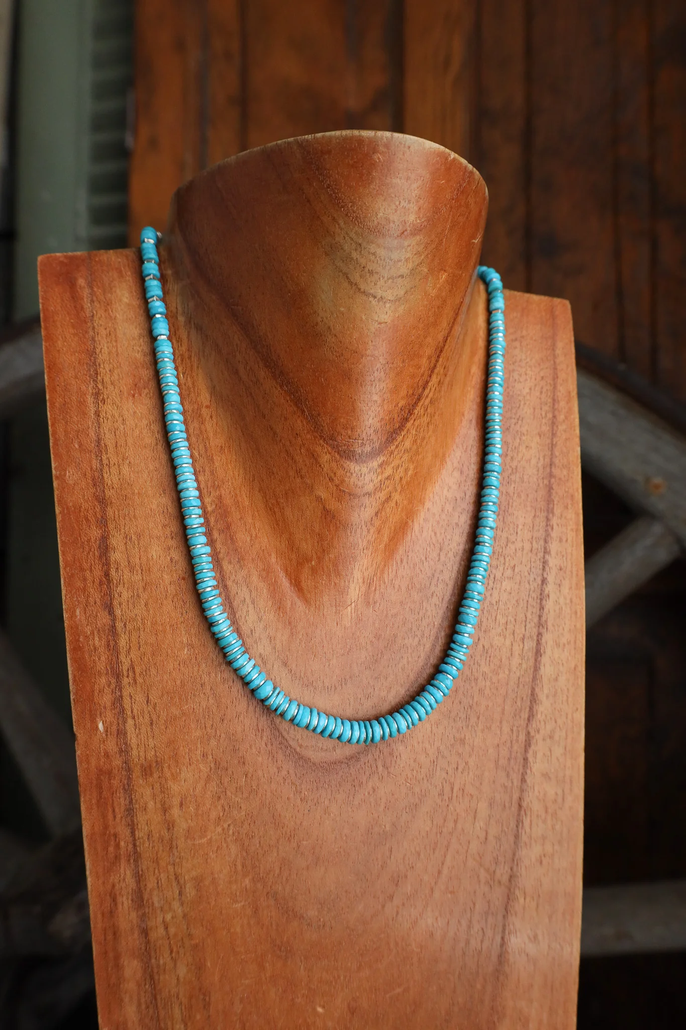 Peyote Bird Kimolos Turquoise Heishis Sterling Silver Spacers Necklace - Image 7