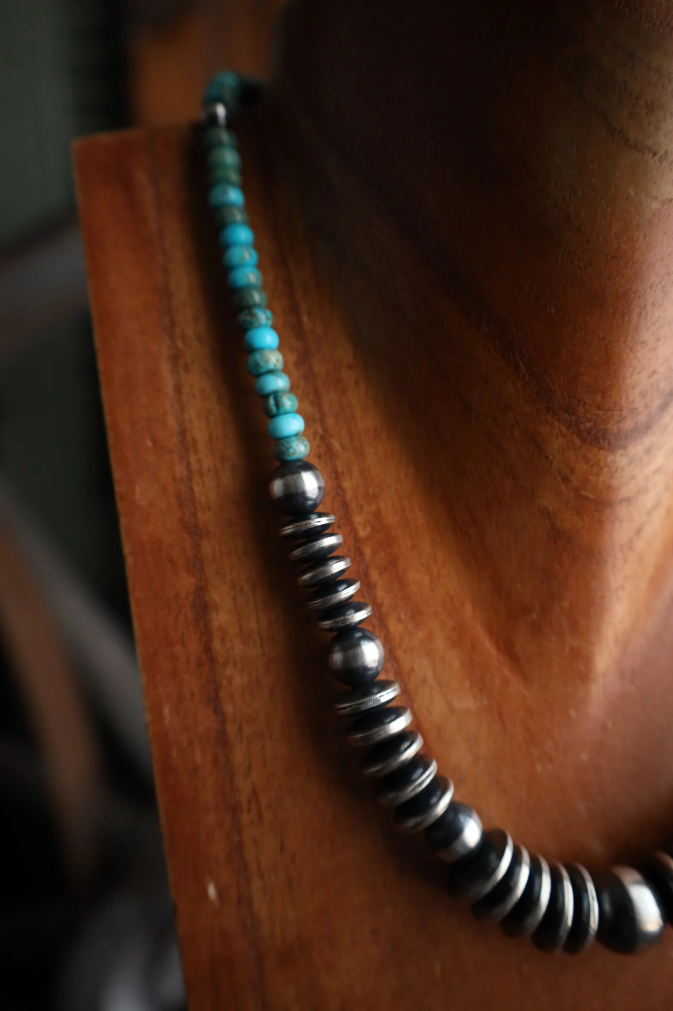 Navajo Pearls Discs Center Turquoise Donuts Necklace - Image 2