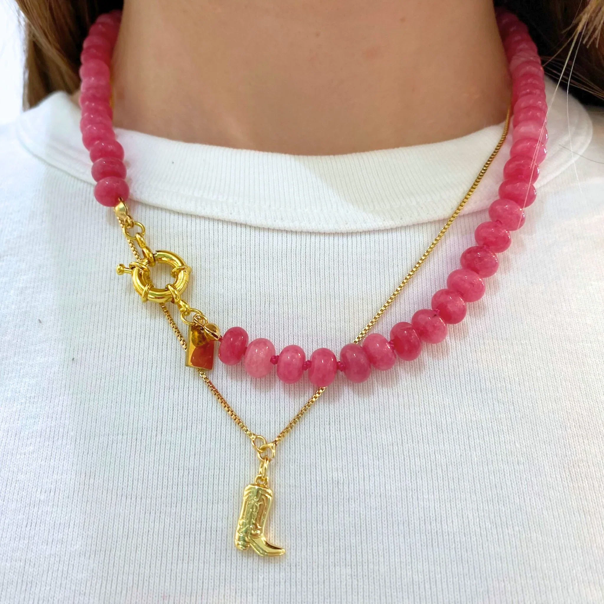 Christina Greene Sweet Stone Beaded Knotted Necklace - Pink - Image 3