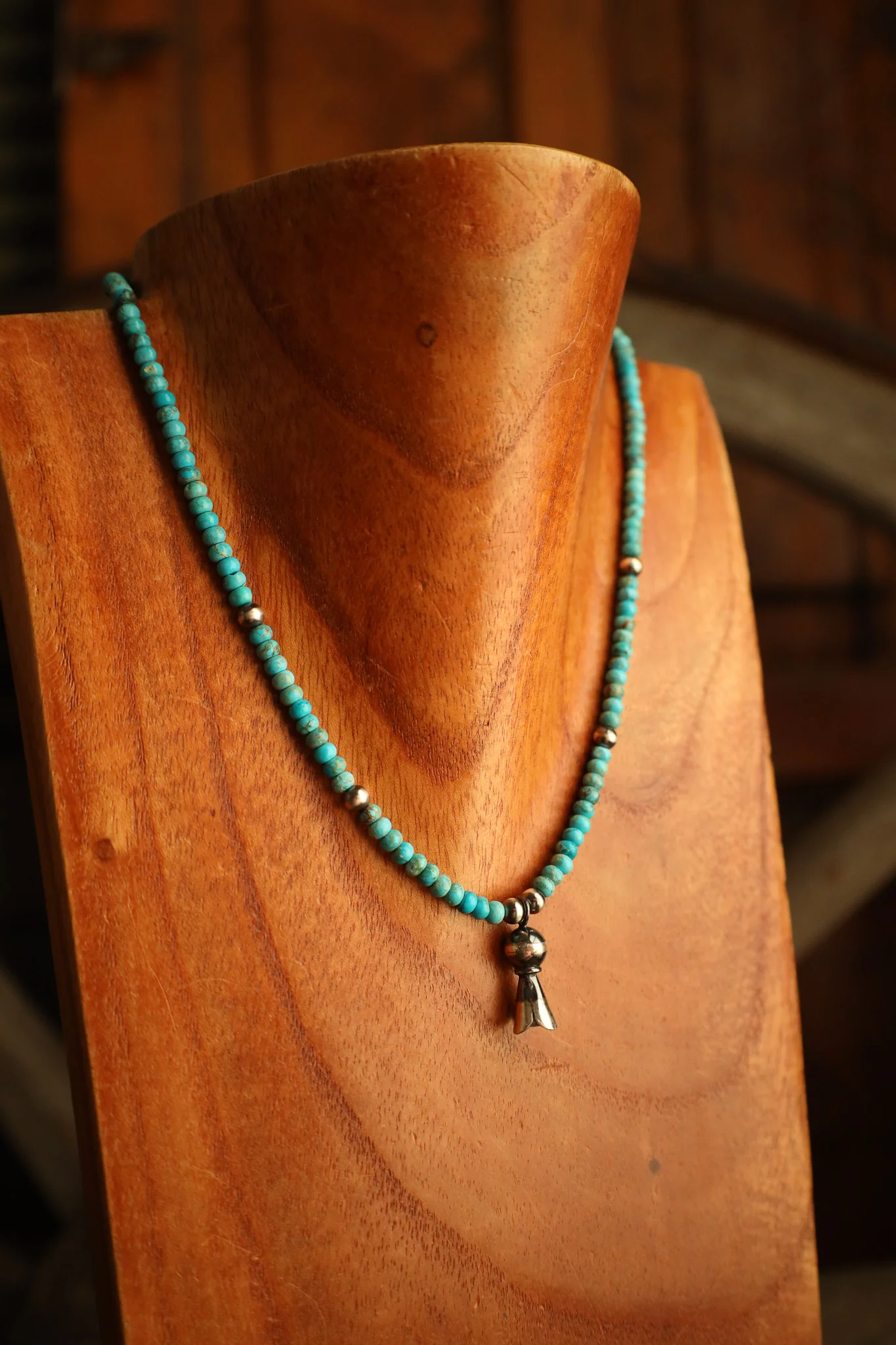 Small Blossom With Kingman Rondelles Necklace - Image 2