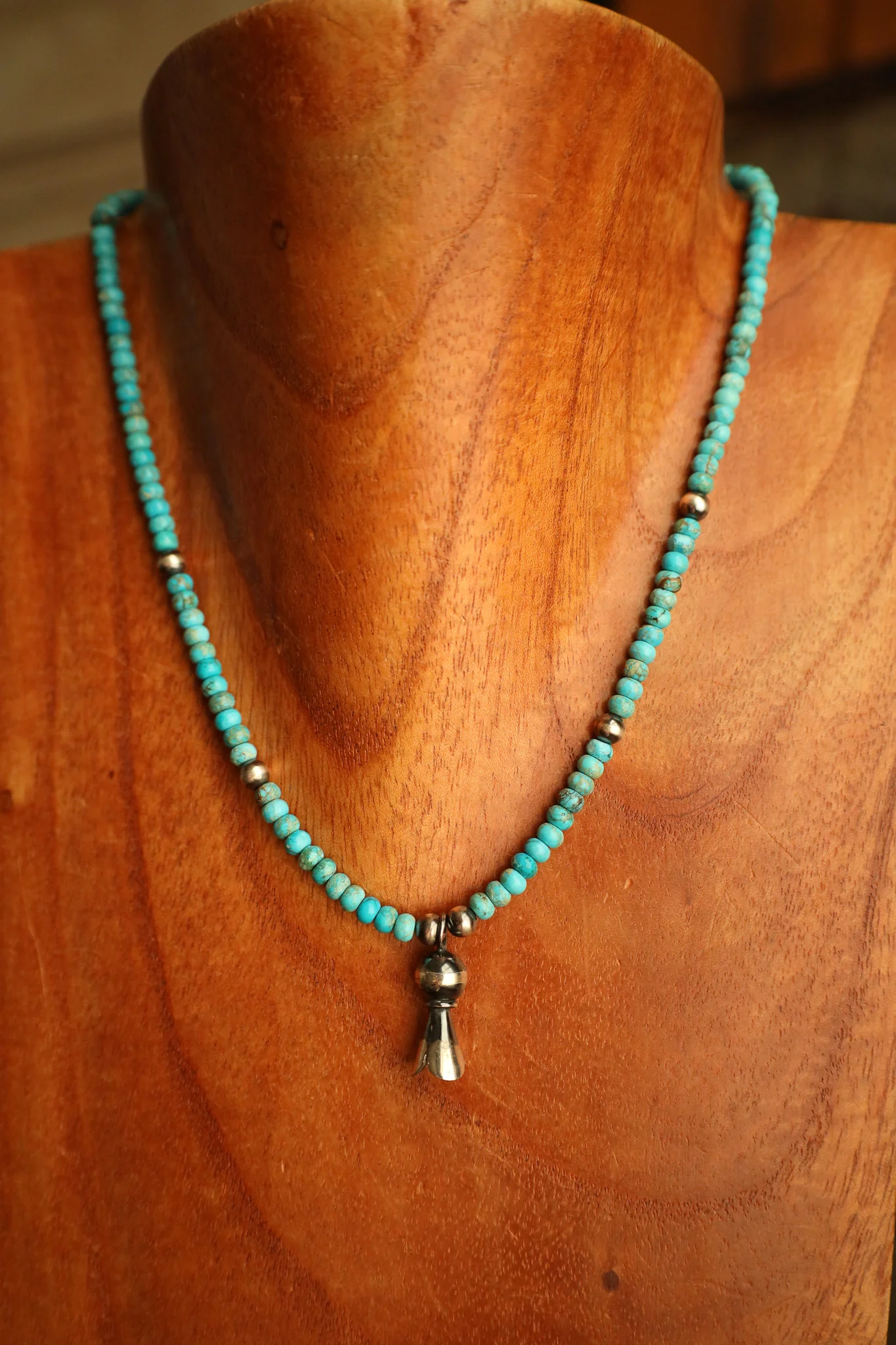 Small Blossom With Kingman Rondelles Necklace - Image 3
