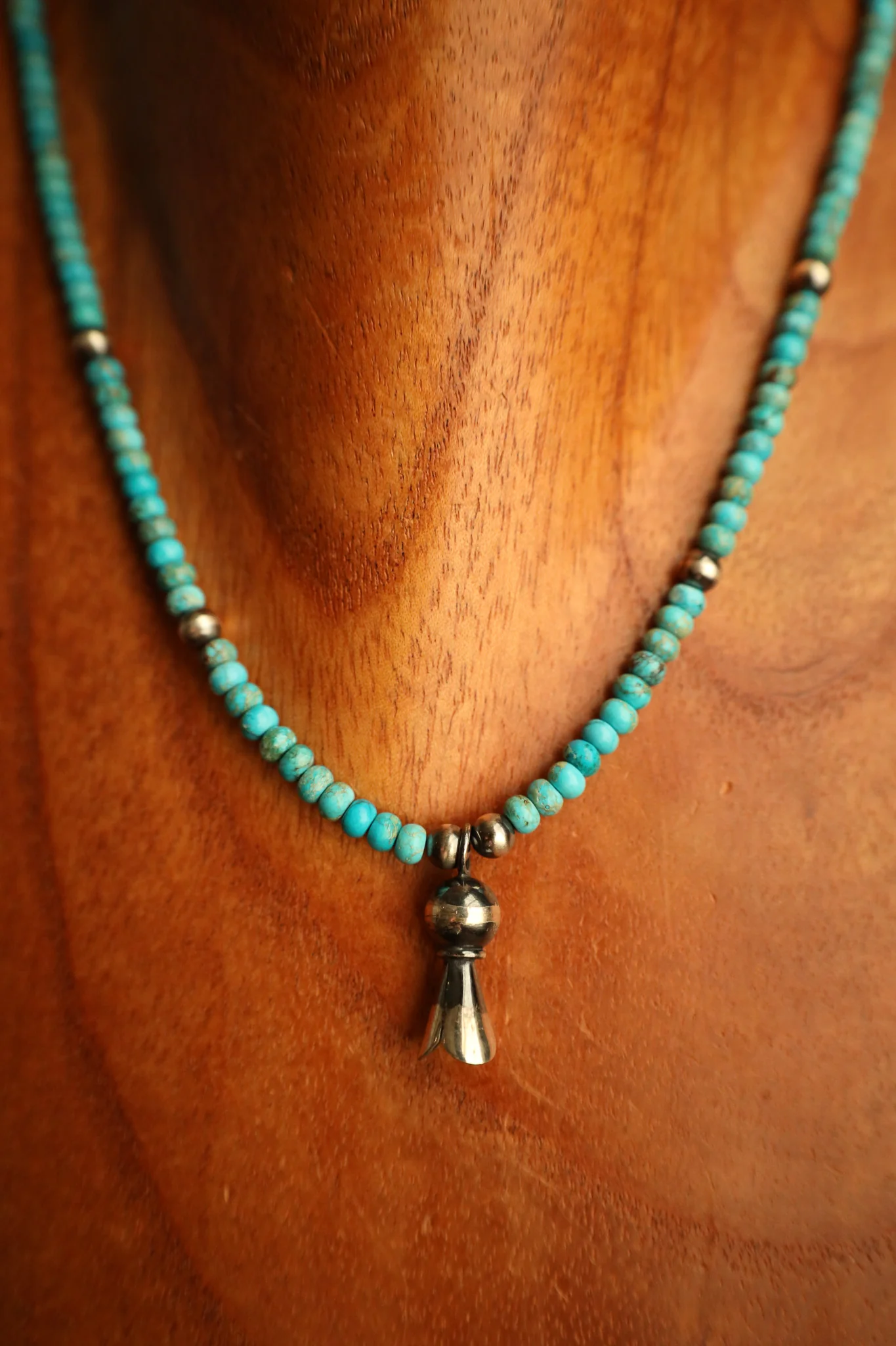 Small Blossom With Kingman Rondelles Necklace - Image 4