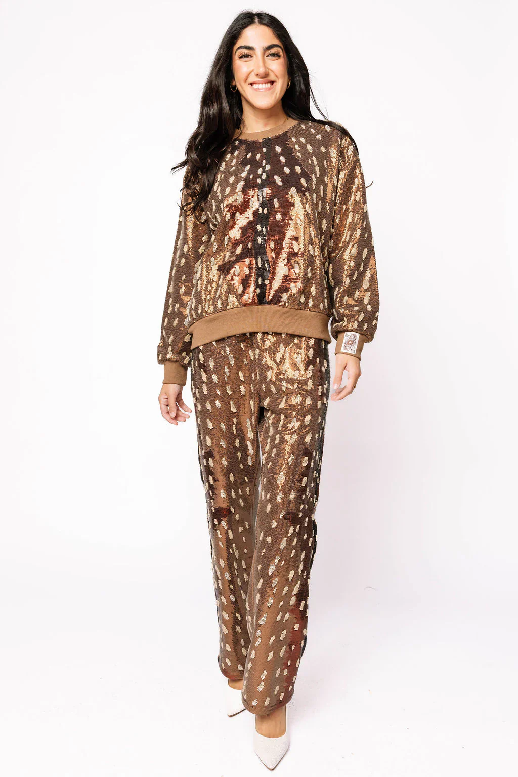 Queen of Sparkles Brown Deer Print Pant