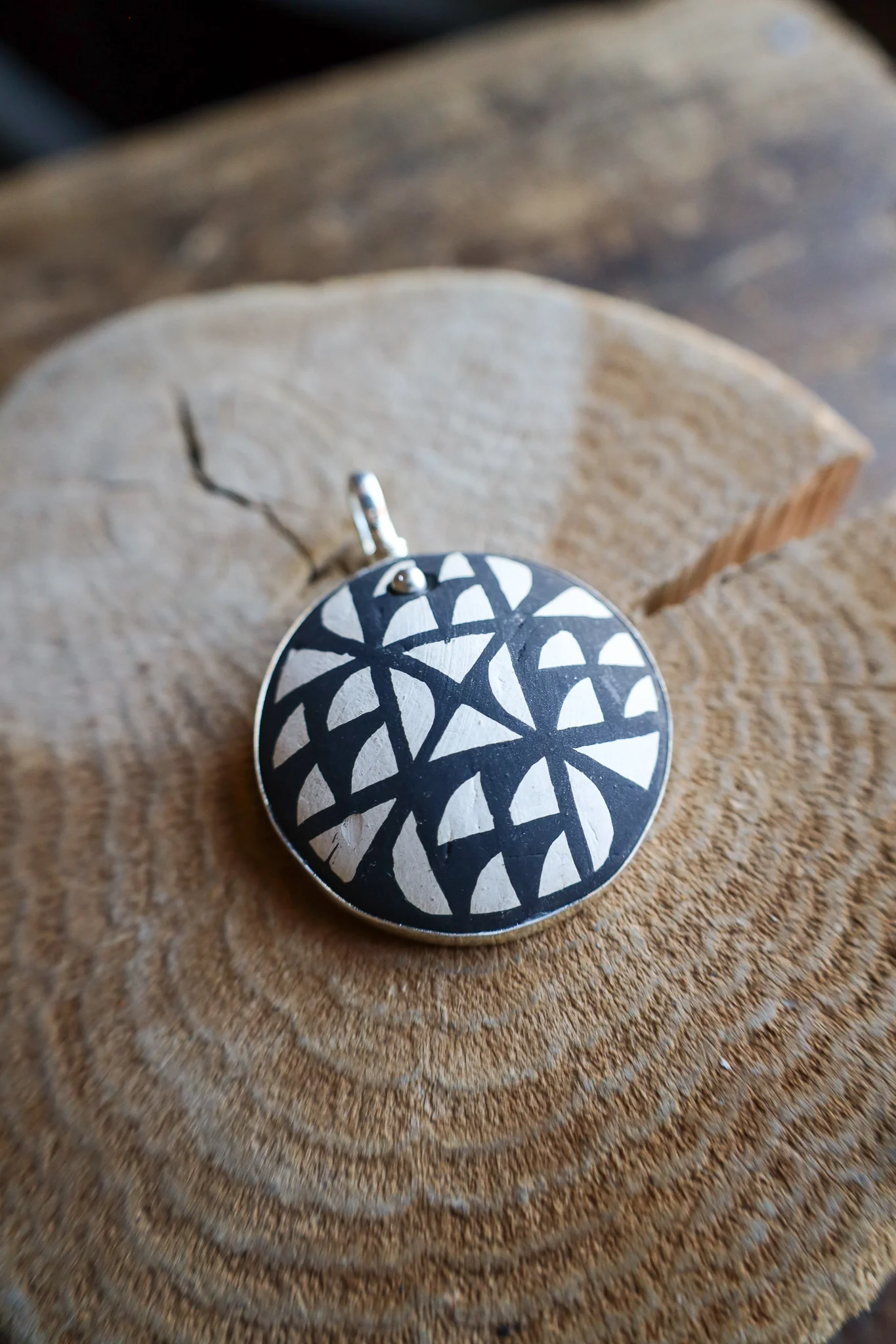 Coreen Cordova Black and White Round Pendant - Image 2