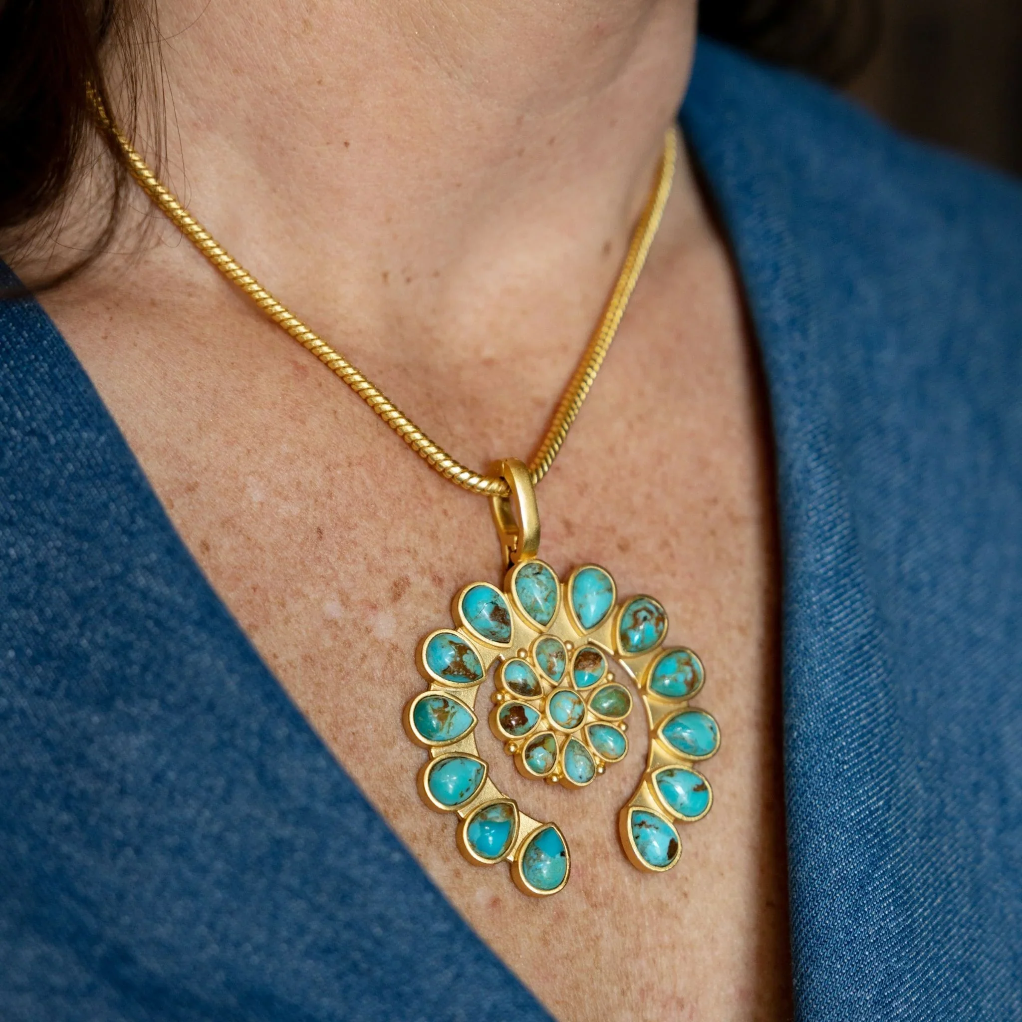 Christina Greene Desert Sky Squash Blossom Pendant - Image 2