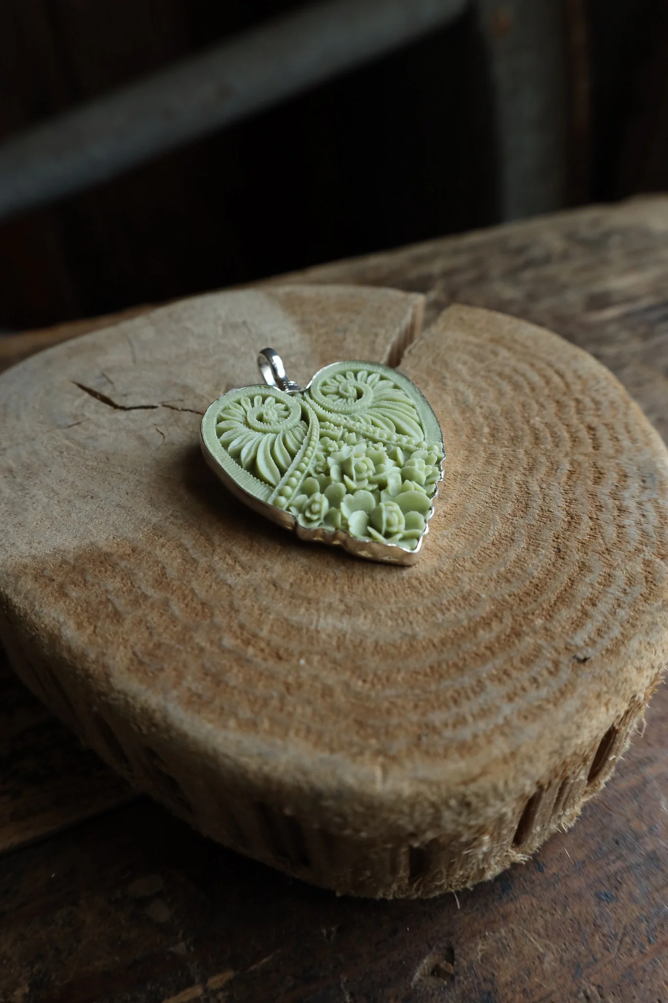 Coreen Cordova Sage Green Heart Pendant - Image 5