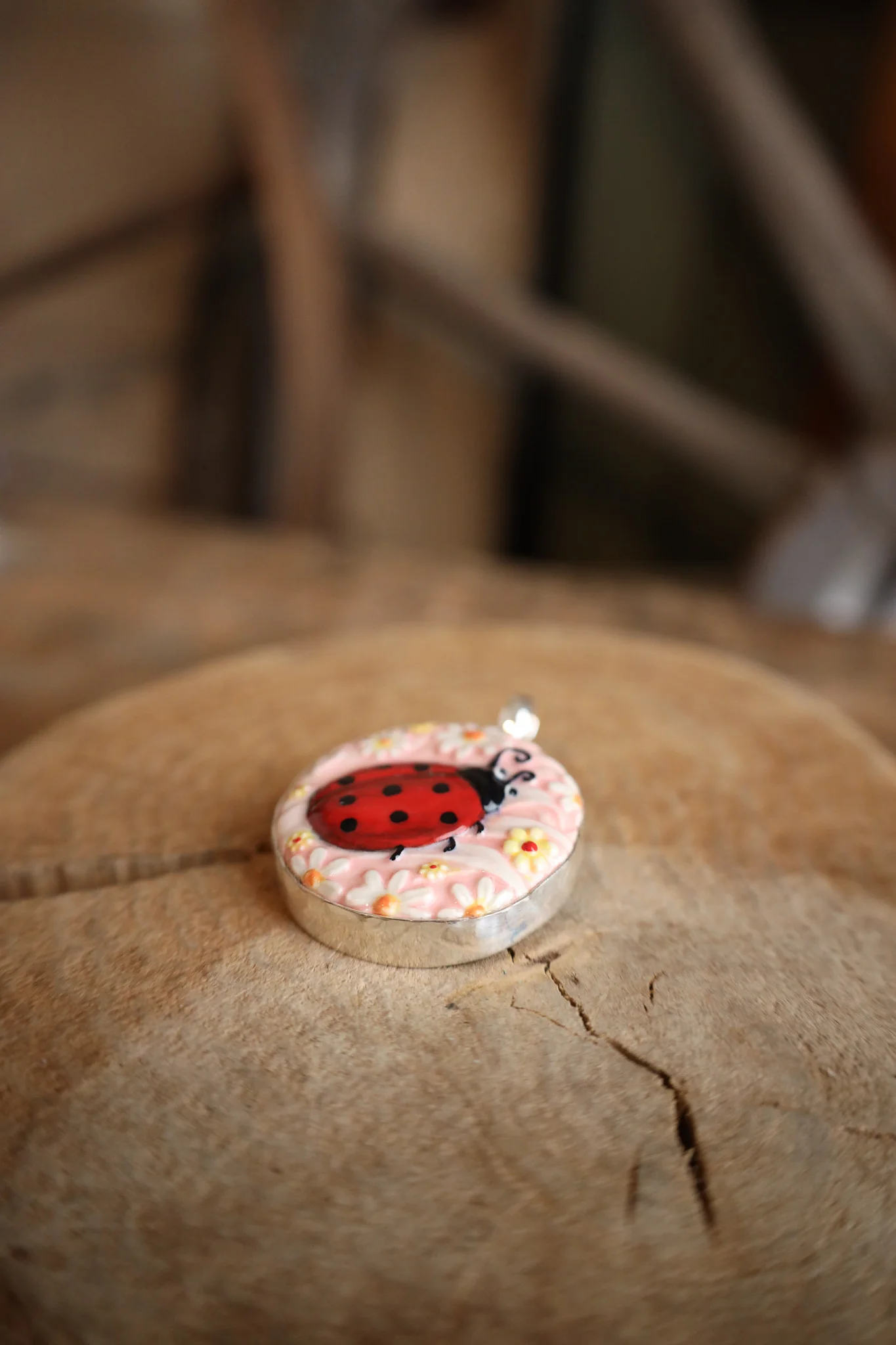 Coreen Cordova Ladybug With Flowers Pendant - Image 4