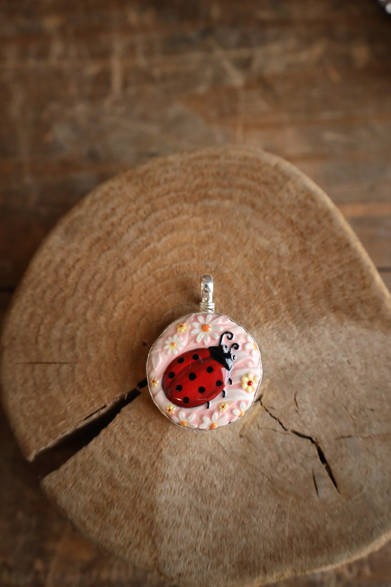 Coreen Cordova Ladybug With Flowers Pendant - Image 5