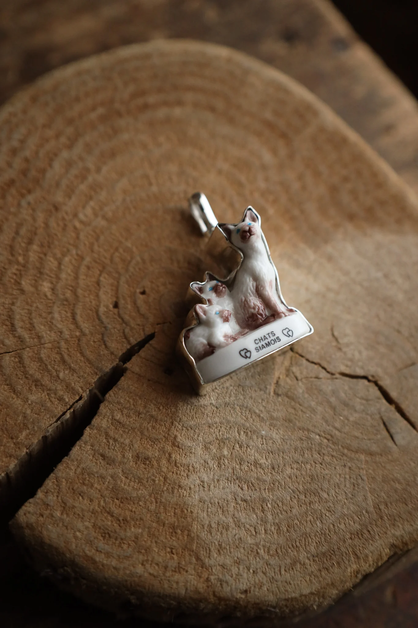 Coreen Cordova Siamese Cats Bezeled Pendant - Image 4