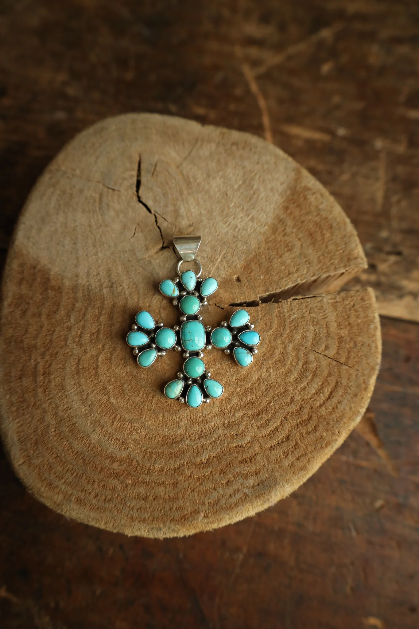 Turquoise Stones Cross Pendant - Image 3