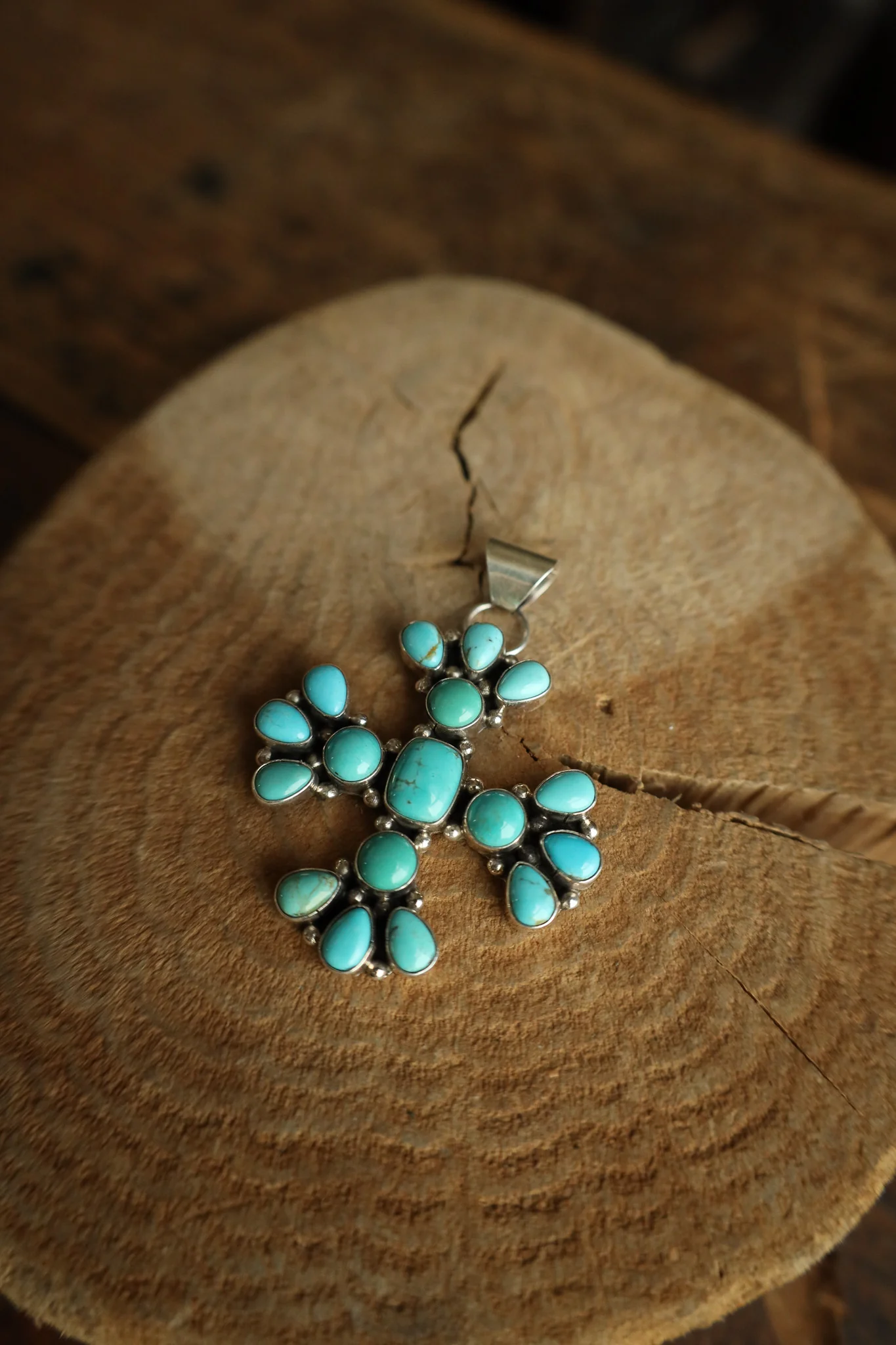 Turquoise Stones Cross Pendant - Image 4
