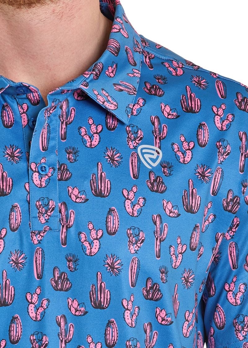 Rock & Roll Denim Pink Cactus Print Polo - Image 3