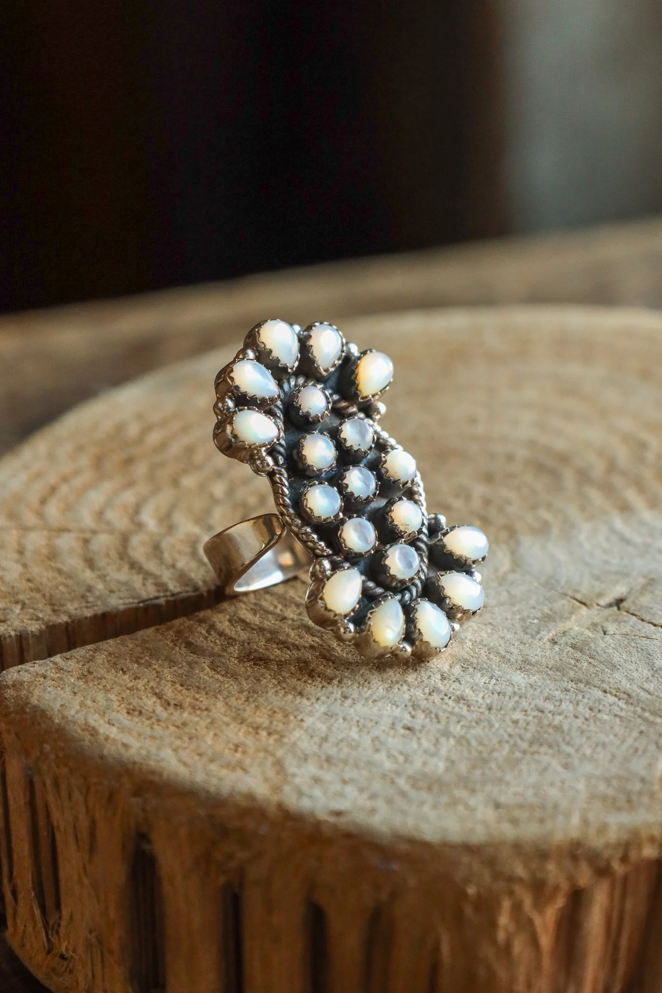 Mother Of Pearl Cluster Ring- Adjustable - Image 2