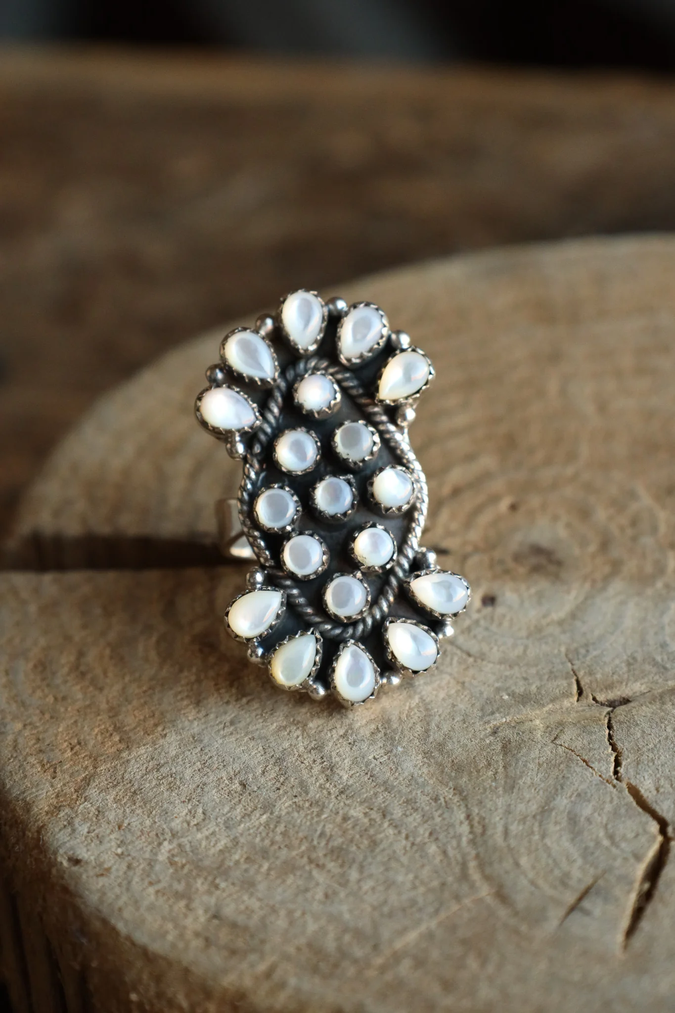 Mother Of Pearl Cluster Ring- Adjustable - Image 3