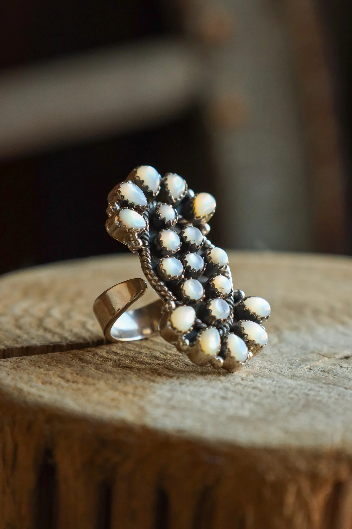Mother Of Pearl Cluster Ring- Adjustable - Image 4