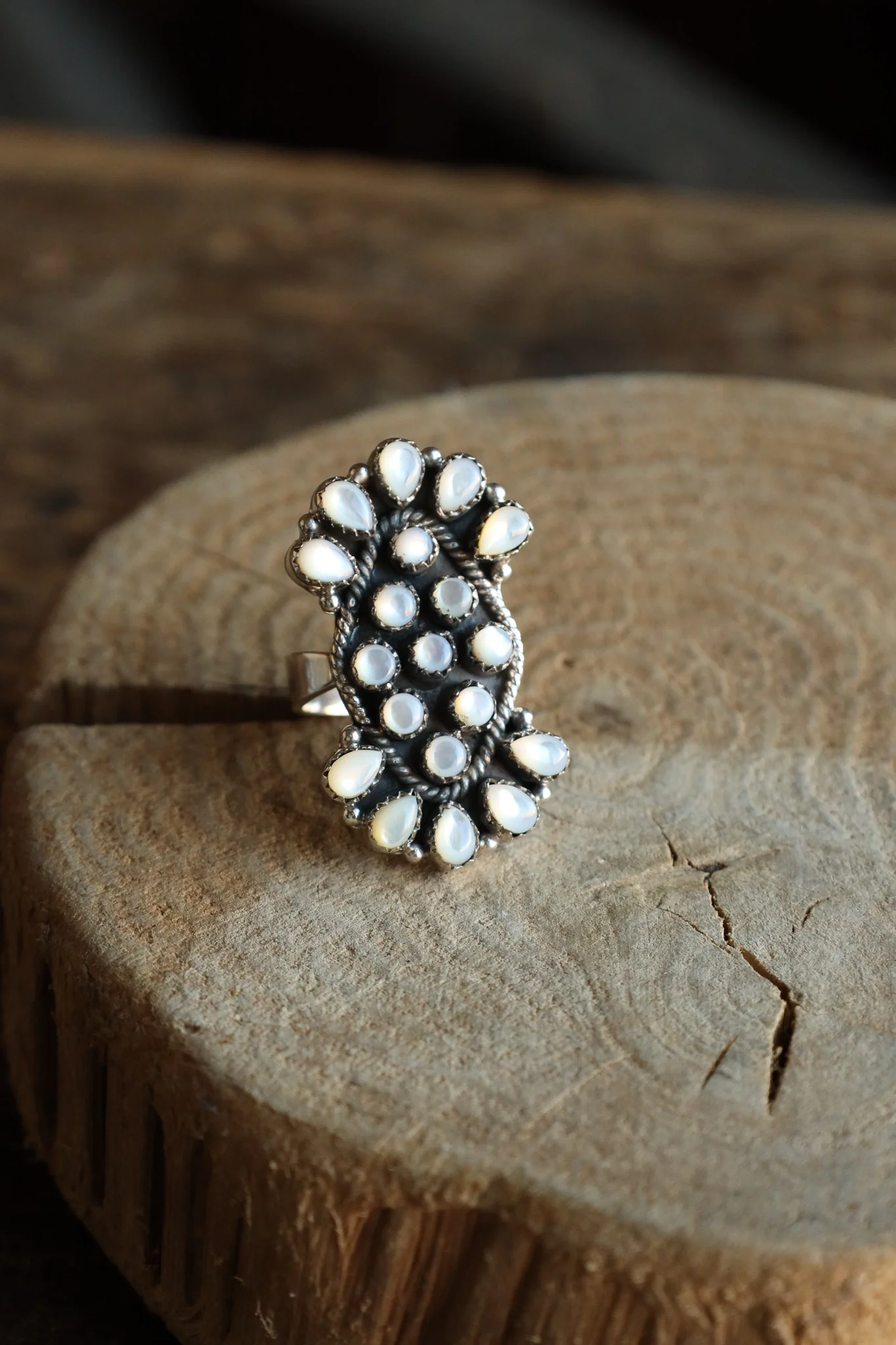 Mother Of Pearl Cluster Ring- Adjustable - Image 5