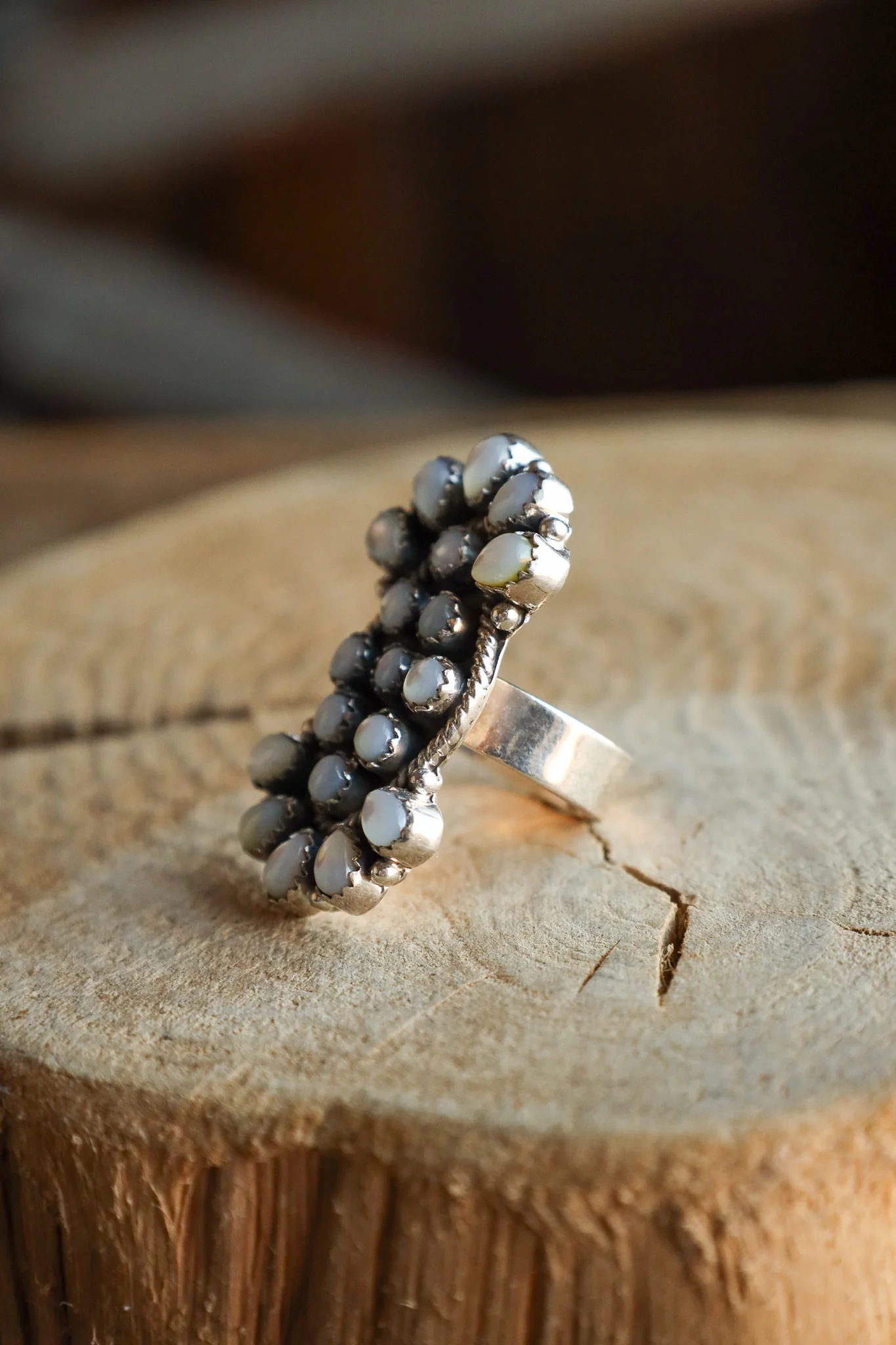 Mother Of Pearl Cluster Ring- Adjustable - Image 6