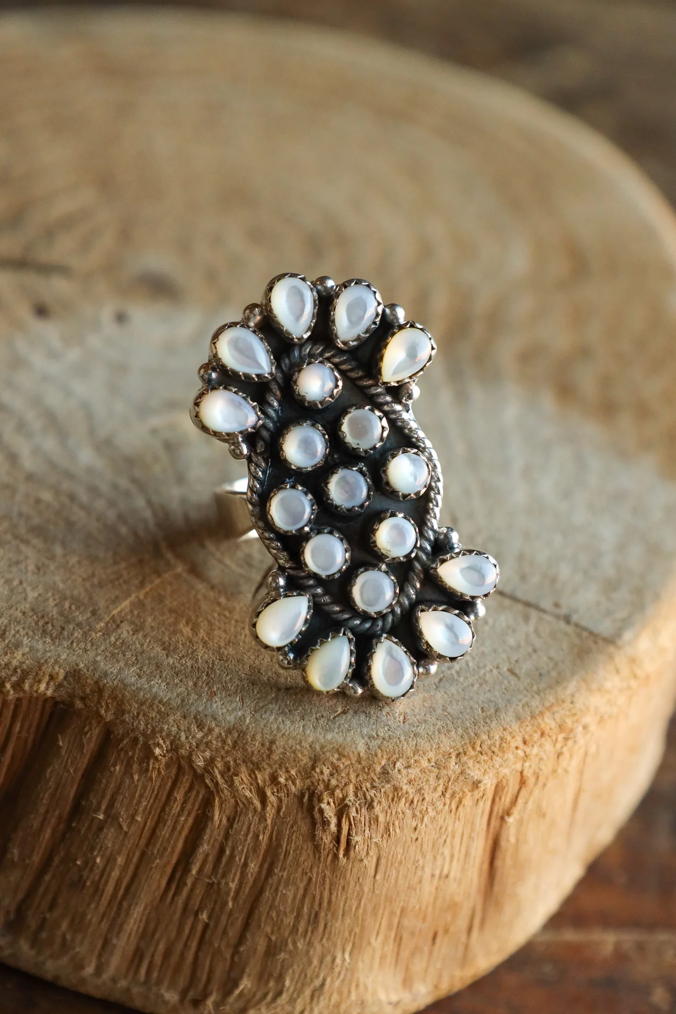 Mother Of Pearl Cluster Ring- Adjustable - Image 7
