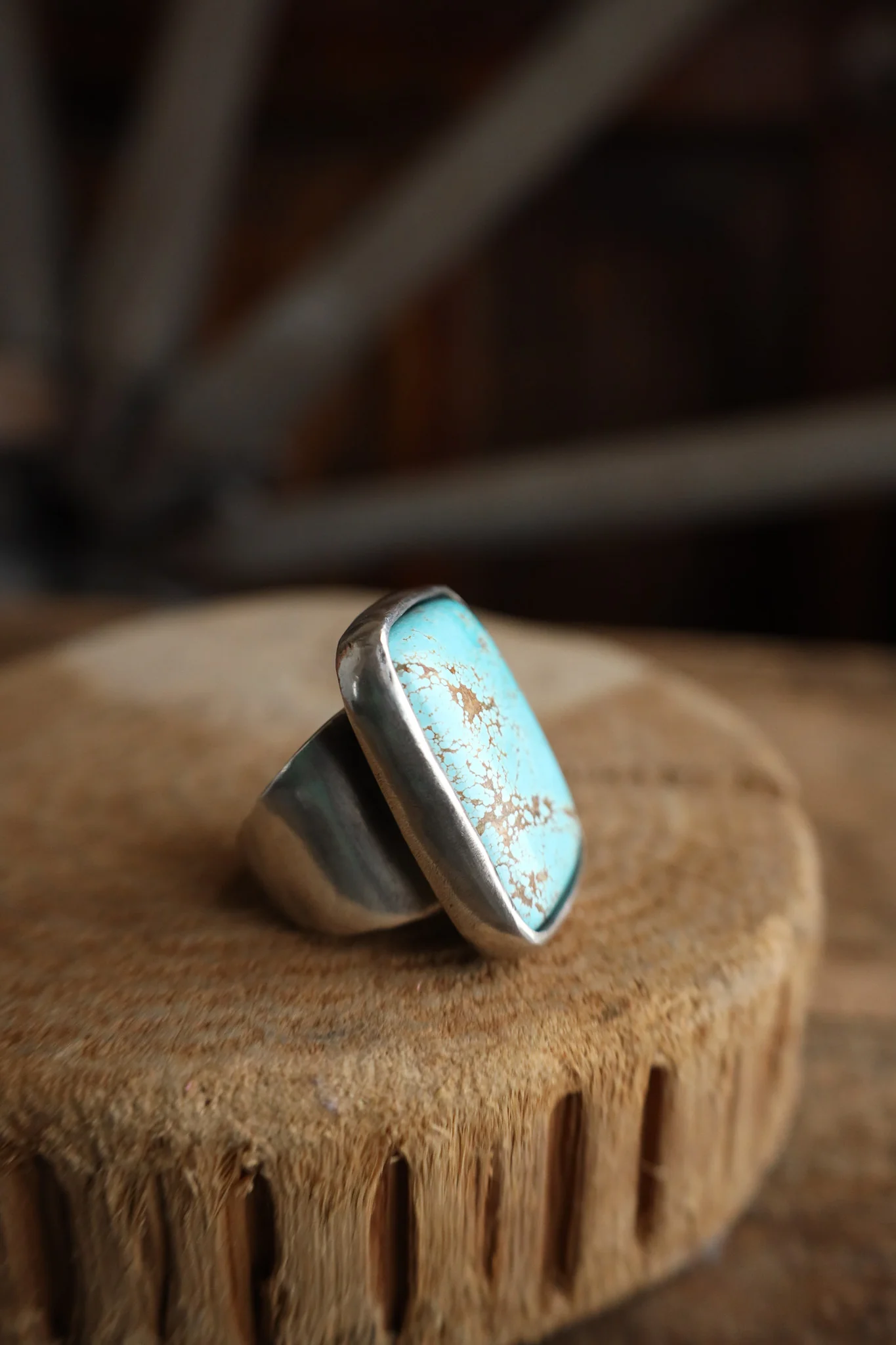 Love Tokens Rectangle 65CT #8 Turquoise Ring- Size 8 - Image 2