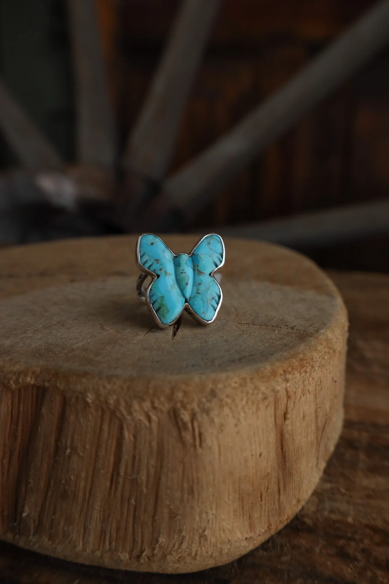 Peyote Bird Turquoise Butterfly Ring- Size 7 - Image 3