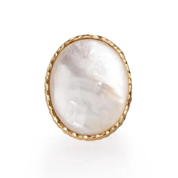 CHRISTINA GREENE STATEMENT RING - PEARL- Adjustable