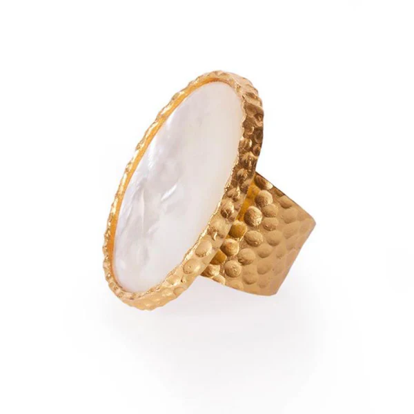 CHRISTINA GREENE STATEMENT RING - PEARL- Adjustable - Image 2