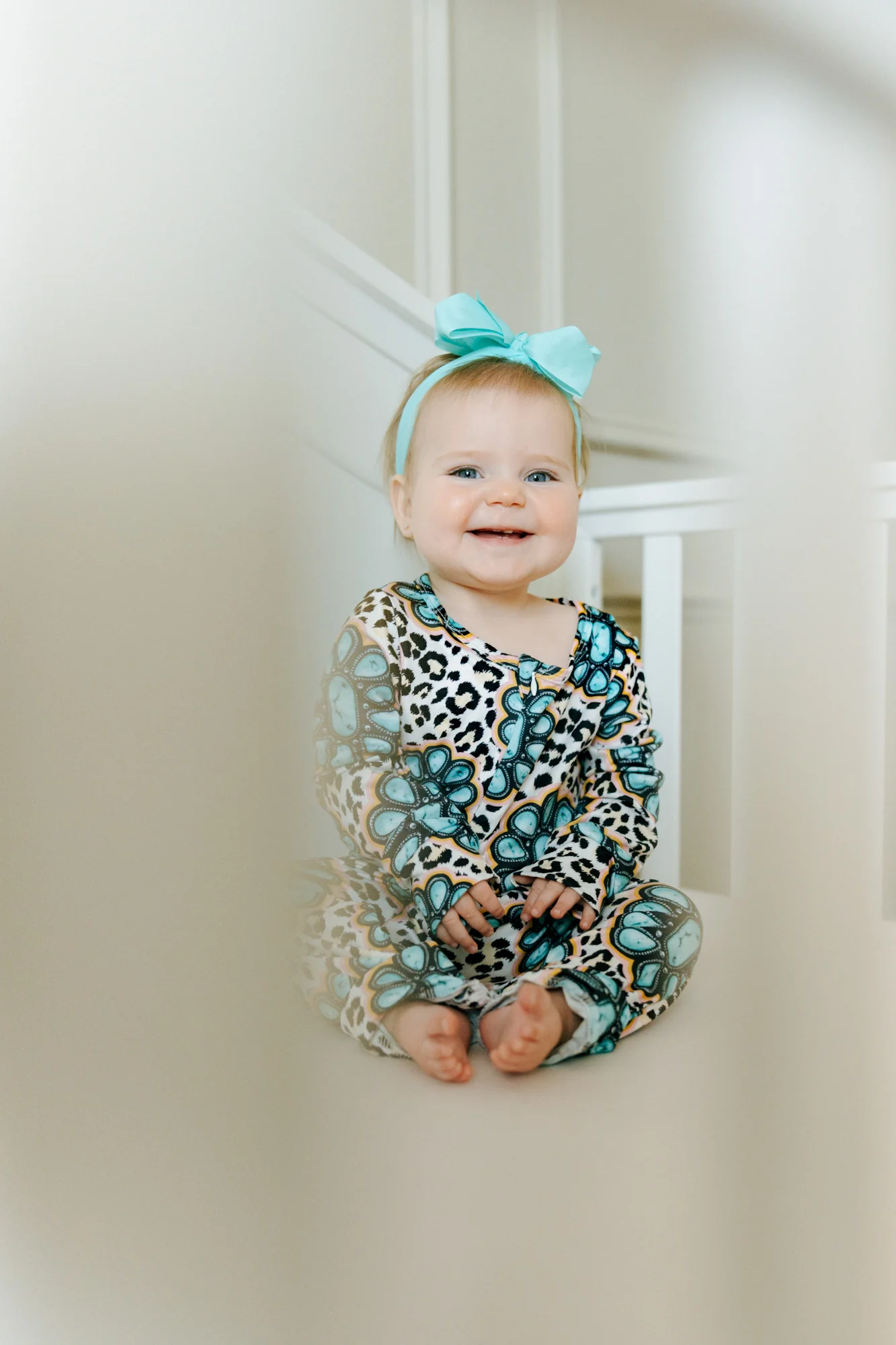 Aier Turquoise Cluster & Leopard Print Romper - Image 3