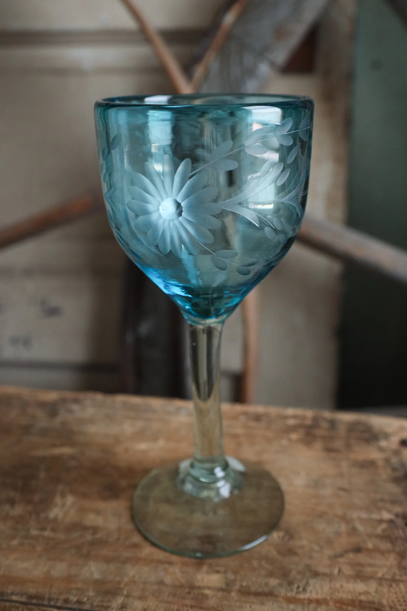 Rose Ann Hall Condessa Wine Glass- Aqua - Image 3