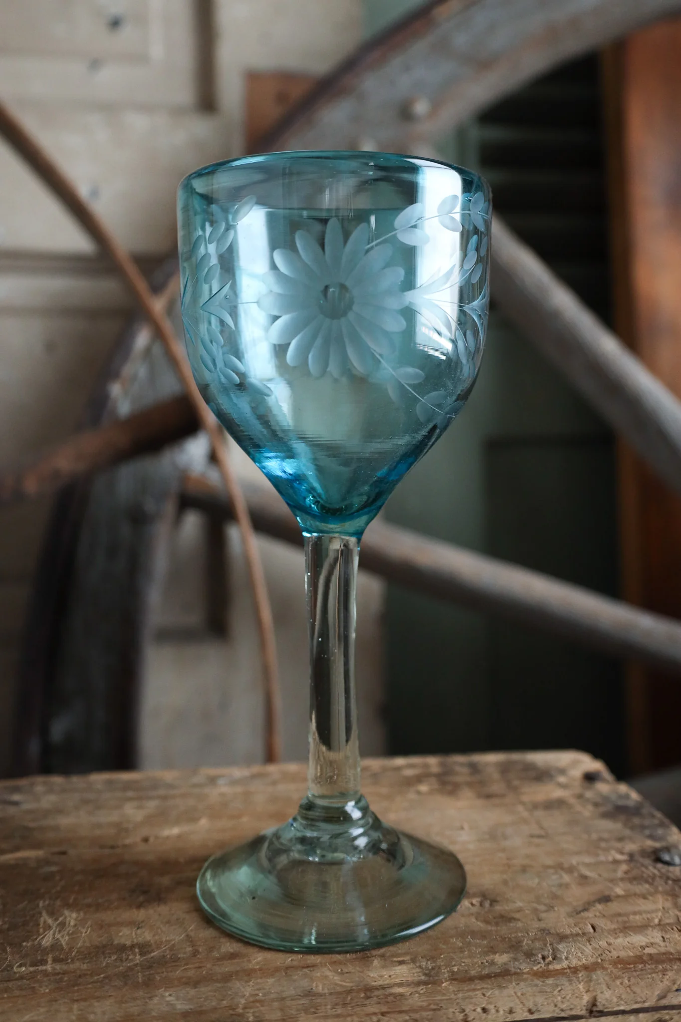 Rose Ann Hall Condessa Wine Glass- Aqua - Image 4