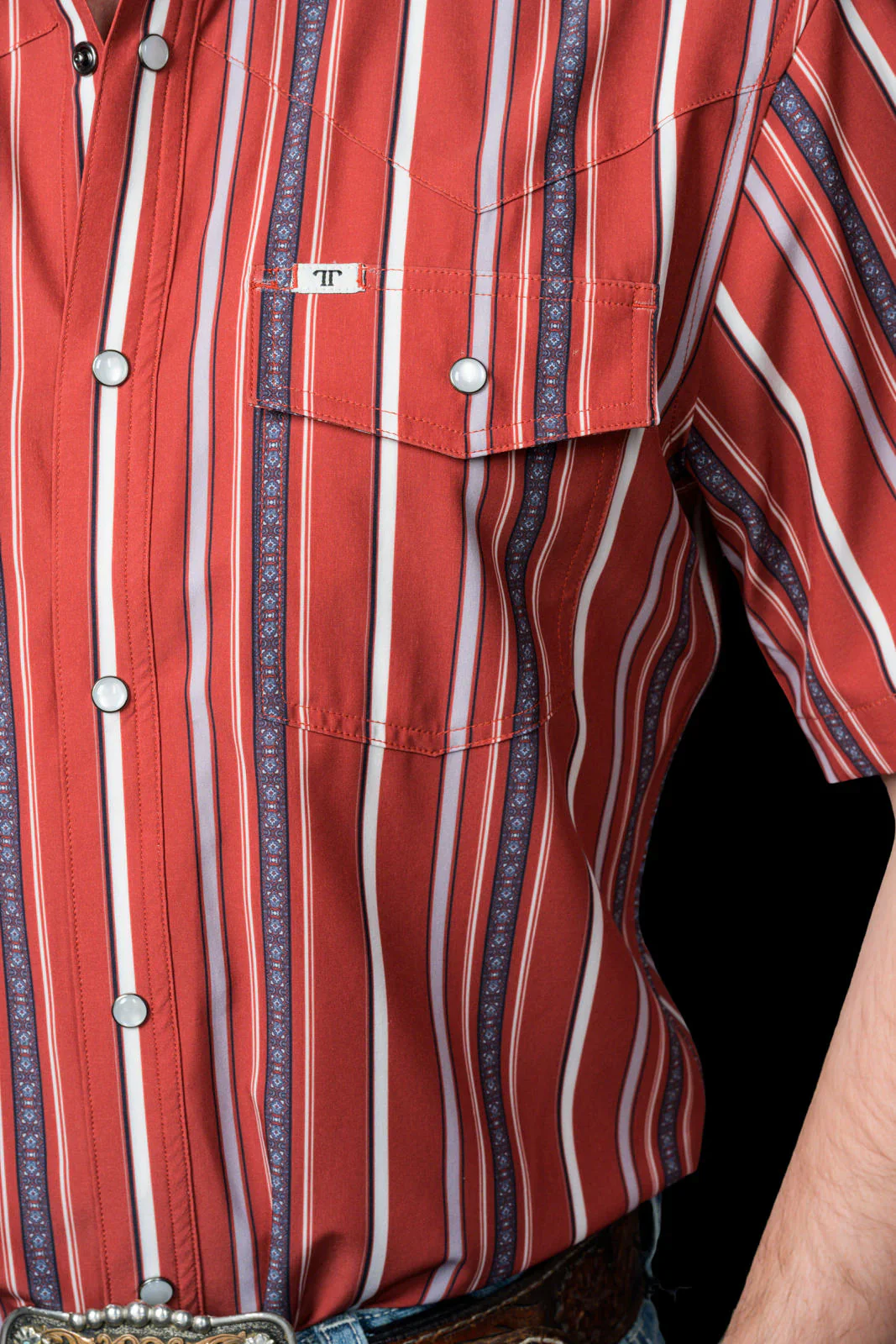 Ferrell The Brooks in Red - Short Sleeve Snap - Image 3